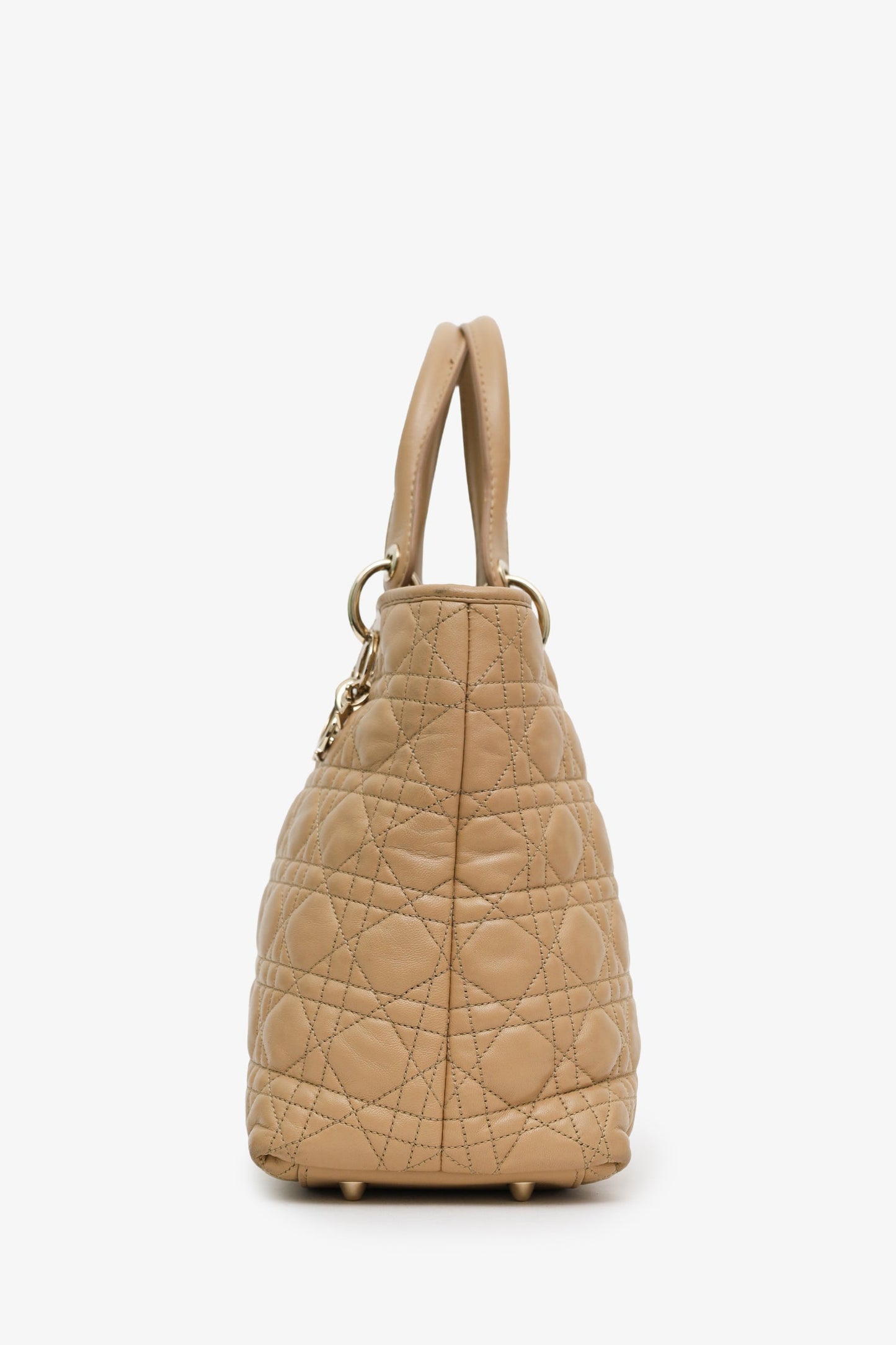 Christian Dior 2010 Beige Cannage Leather Soft Lady Dior Tote