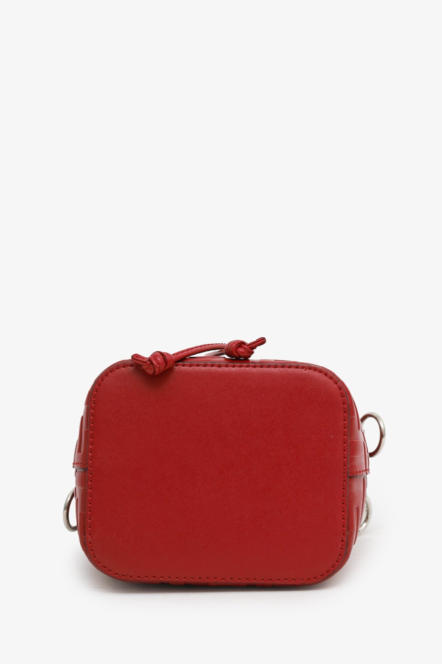 Fendi Red Zucca Leather Mini Mon Tresor Drawstring Bucket Bag