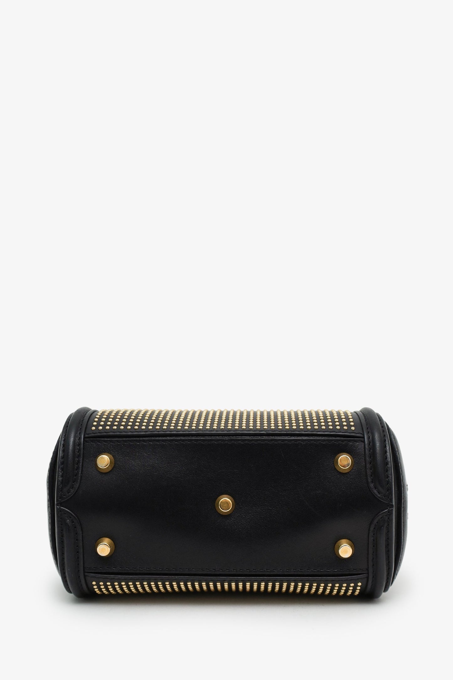 Alexander McQueen Black Leather Mini Studded Heroine Bag with Strap