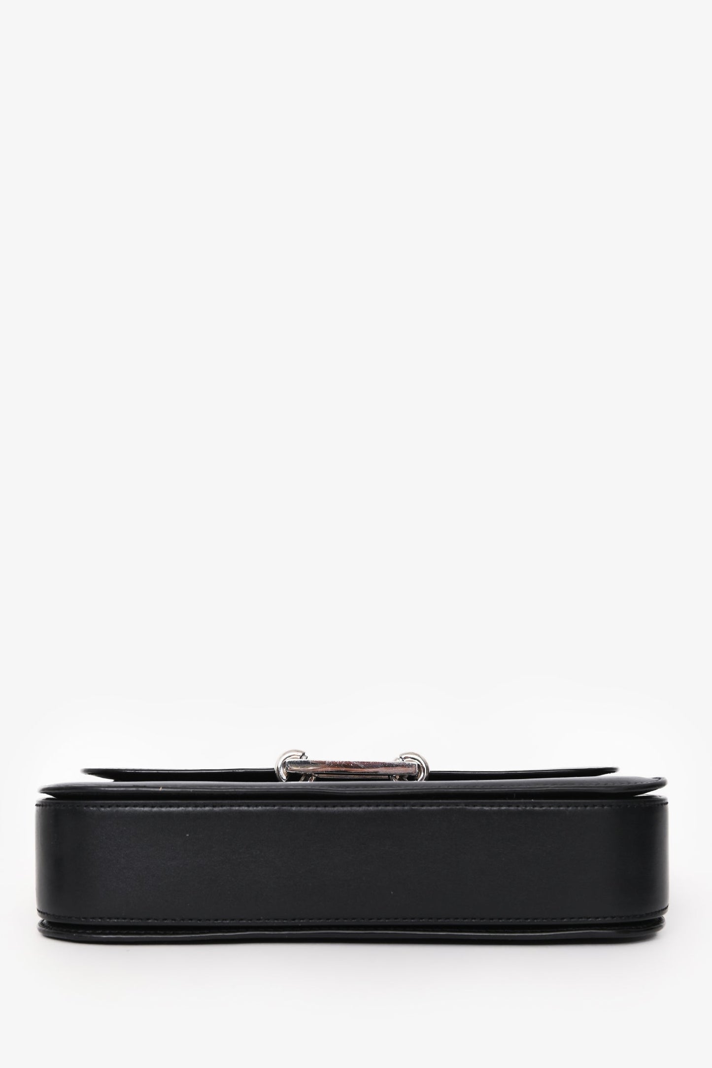 Saint Laurent 2021 Black Leather 'Fermoir' Flap Shoulder Bag