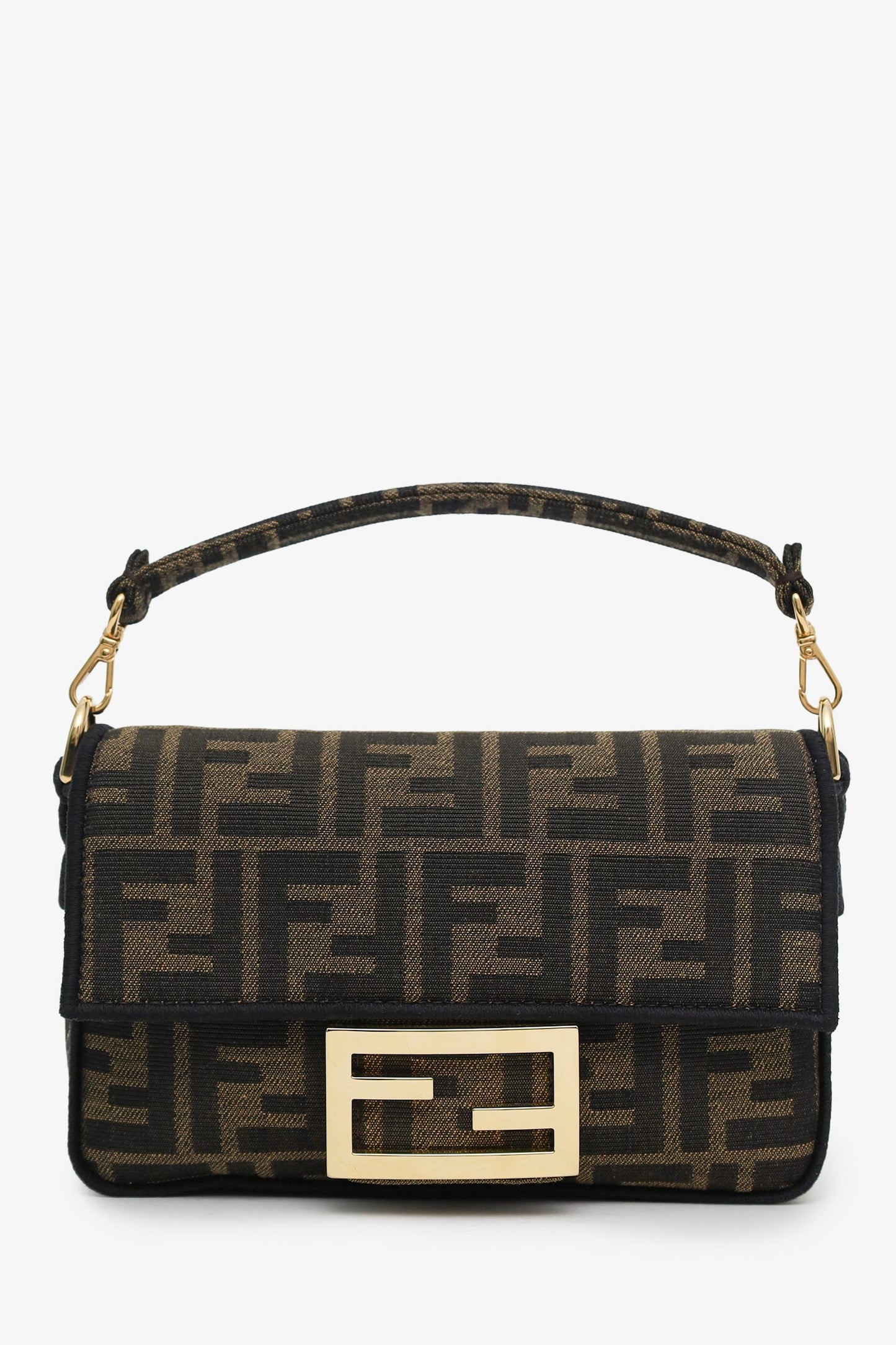 Fendi Zucca FF Canvas Baguette Mini Crossbody Bag