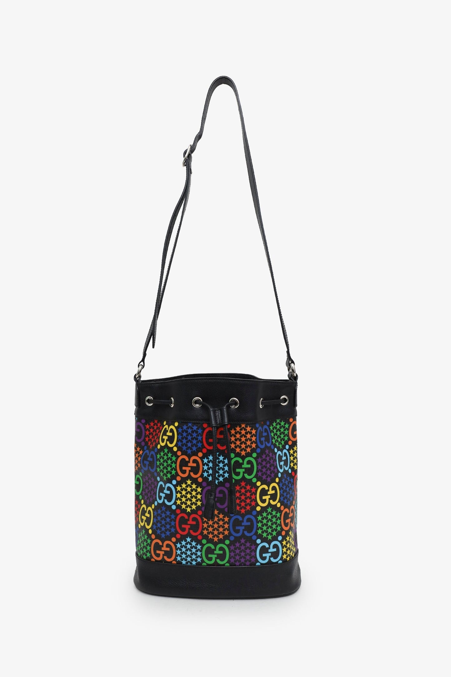Gucci Black/Multicolour Coated Canvas GG Psychedelic Bucket Bag