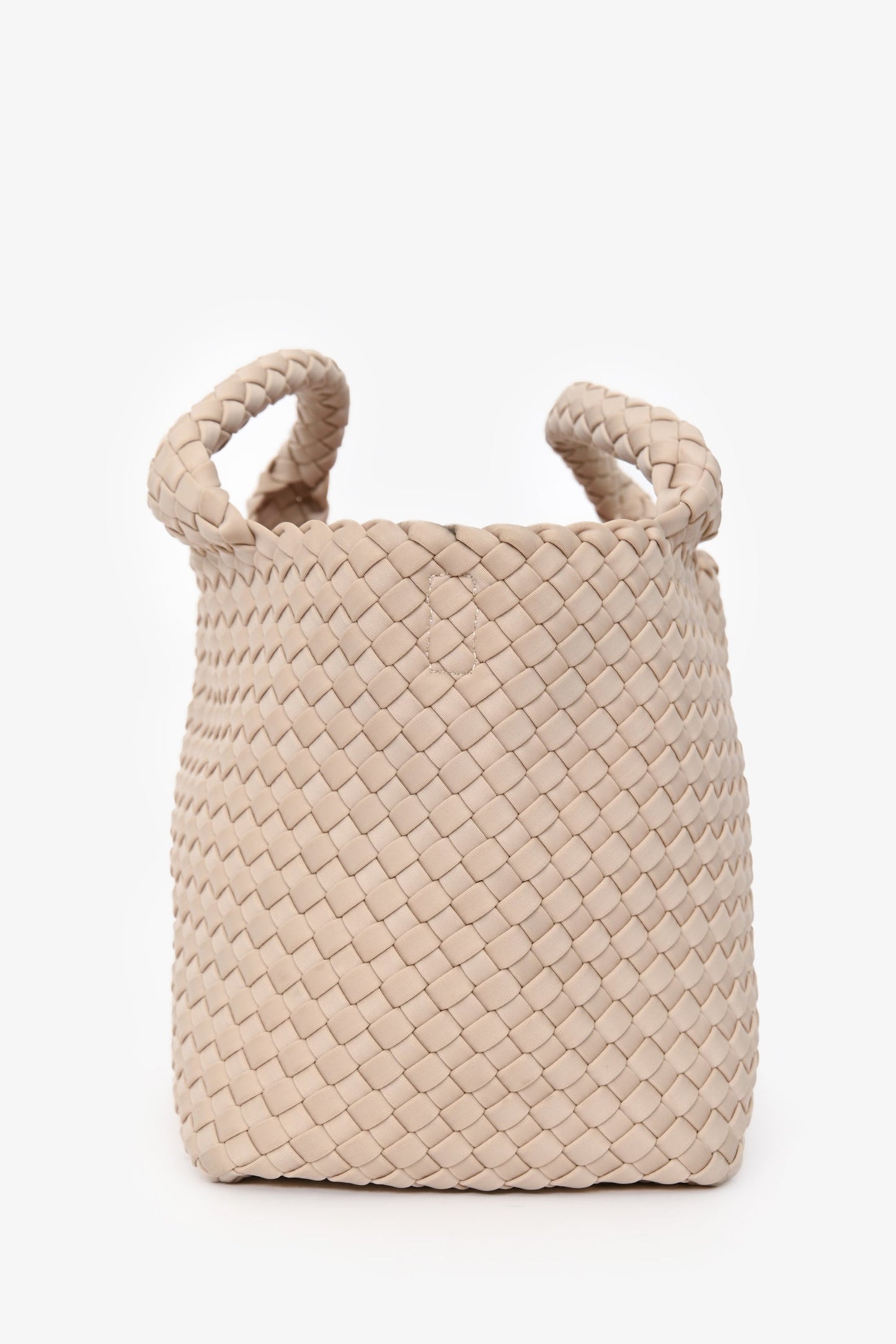 Naghedi Cream Woven Fabric Petite St. Barths Neoprene Tote Bag with Pouch