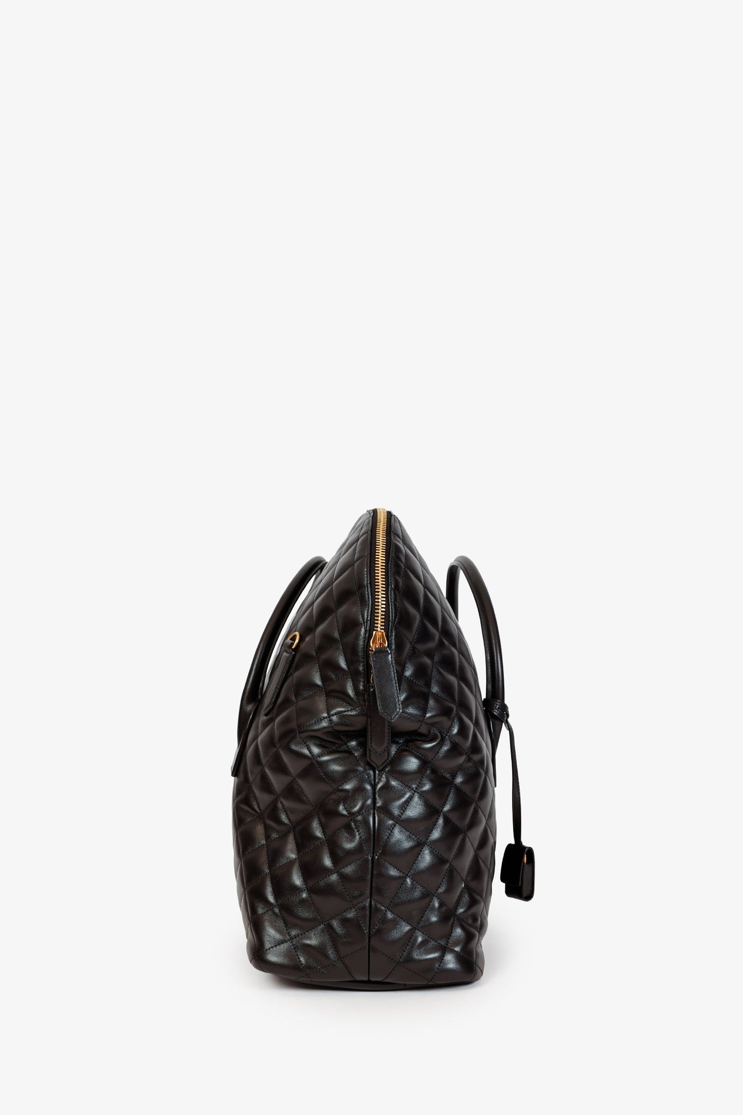 Saint Laurent Black Calfskin Quilted ES Giant Travel Bag With Strap