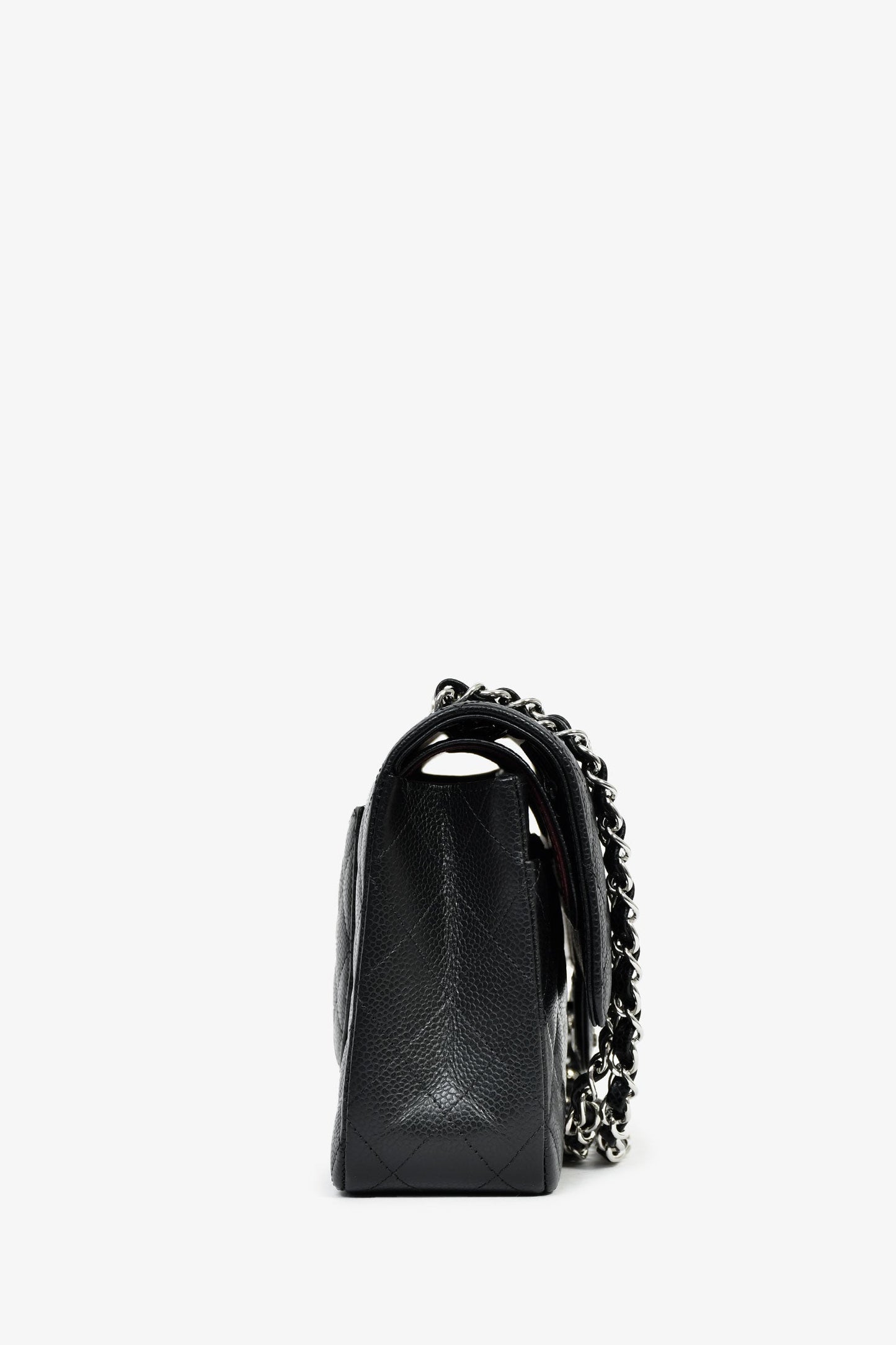 Chanel™ 2021+ Black Caviar Leather CC Classic Medium Double Flap SHW