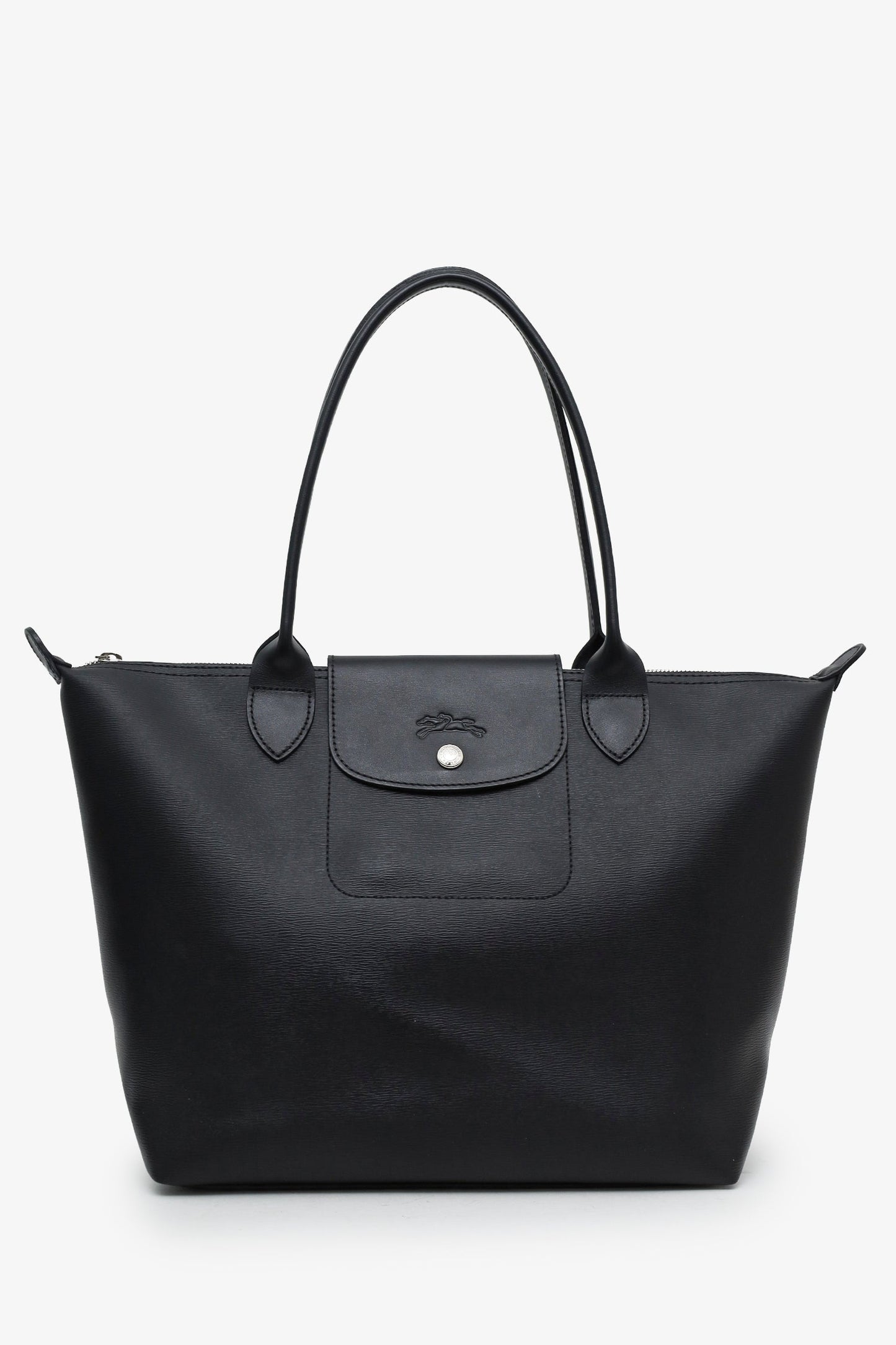 Longchamp Black Leather Le Pliage Large Tote Bag