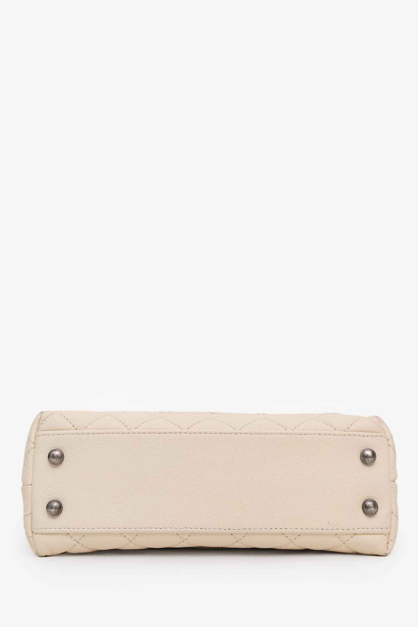 Chanel™ 2016-17 Cream Caviar Leather Quilted Mini Coco Top Handle No Strap