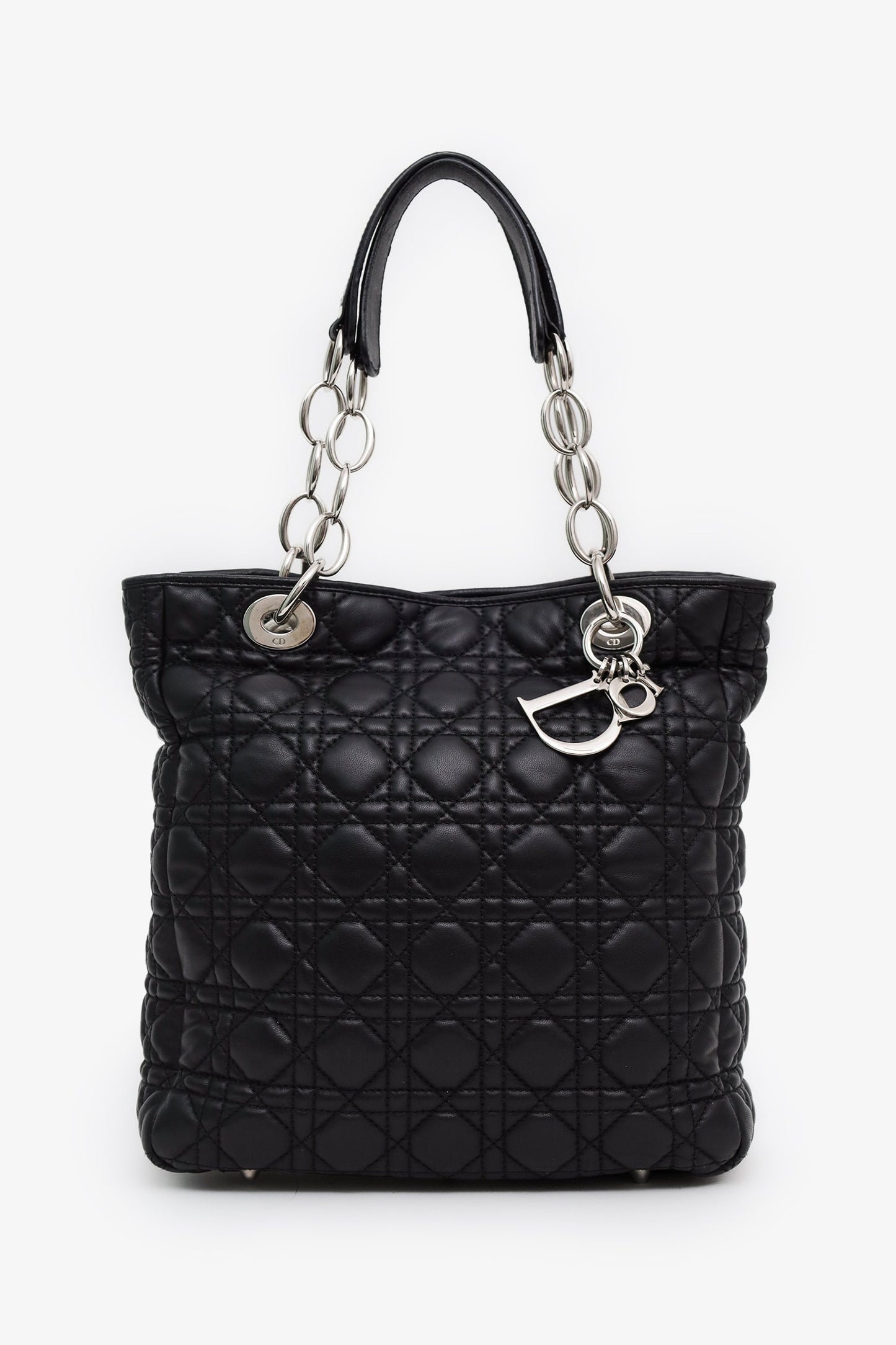 Christian Dior 2008 Black Cannage Lambskin Dior Soft Shopping Tote Bag