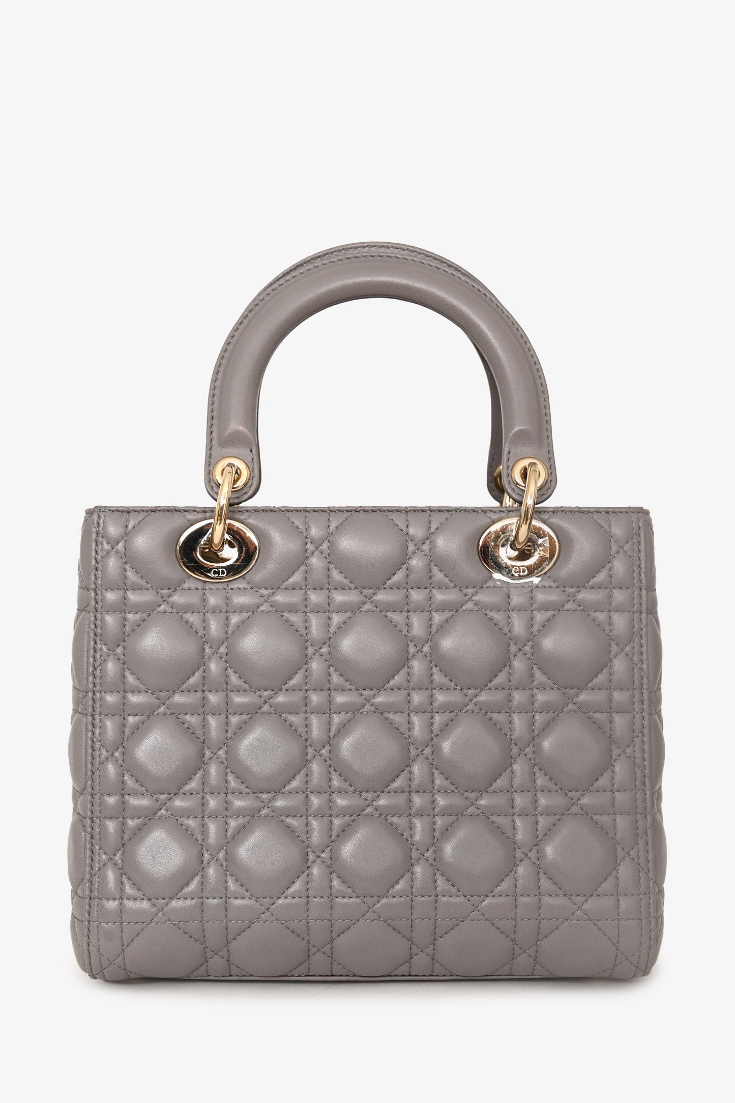Christian Dior 2017 Grey Nappa Leather Medium Lady Dior With Strap