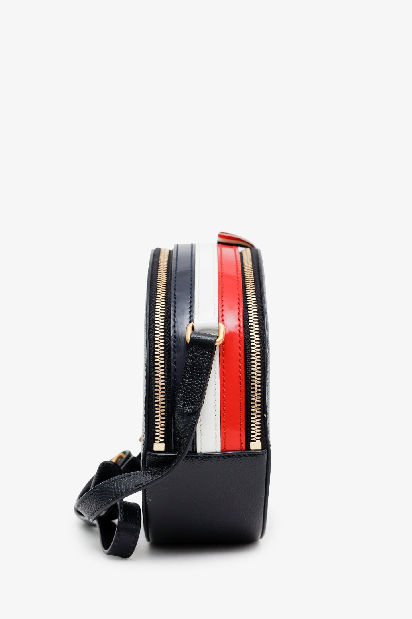 Thom Browne Black Leather Circular Crossbody Bag