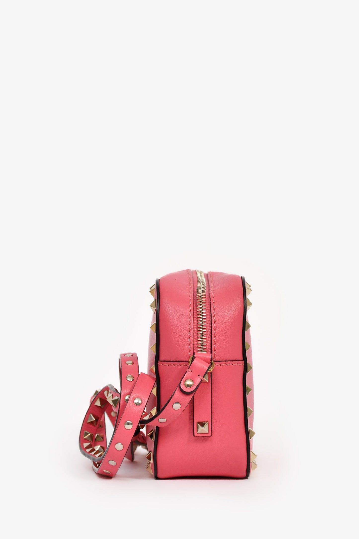 Valentino Pink Leather Rockstud Camera Bag
