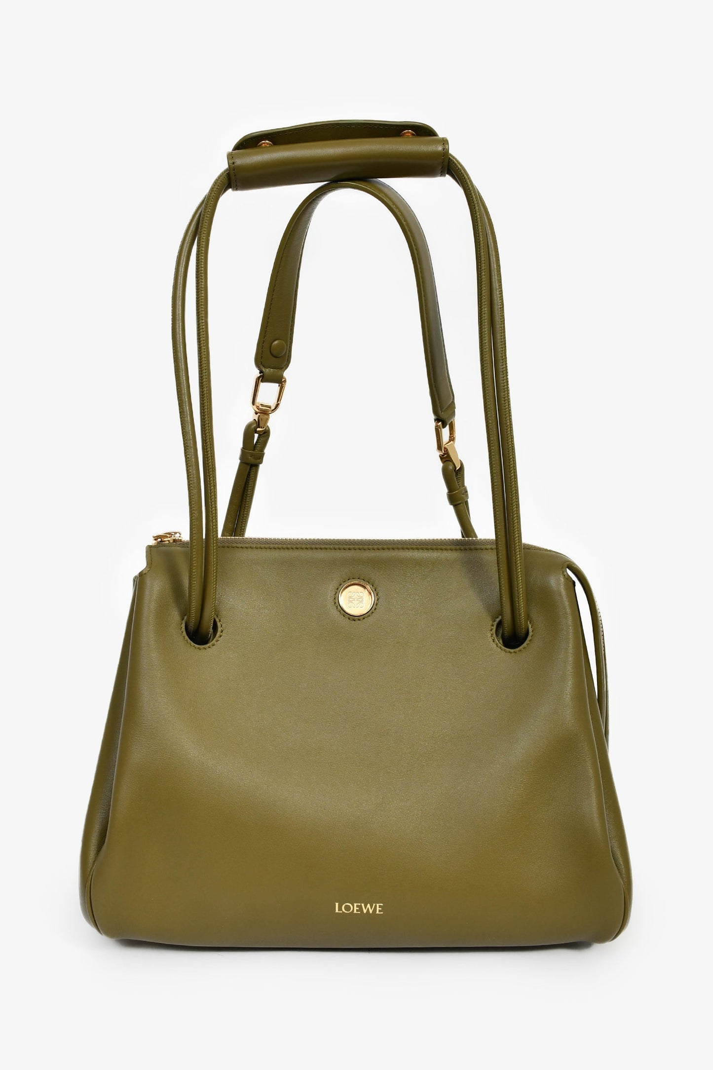 Loewe 2025 Olive Green Leather Medium Madrid Bag