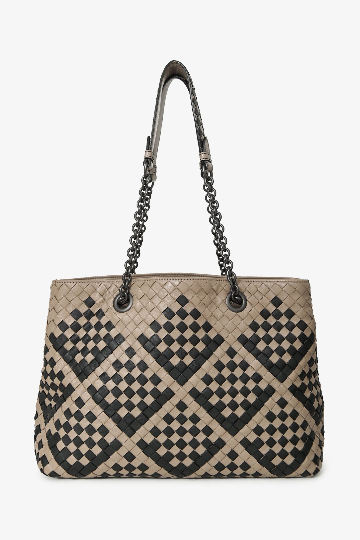 Bottega Veneta Beige/Black Intrecciato Medium Pavone Tote