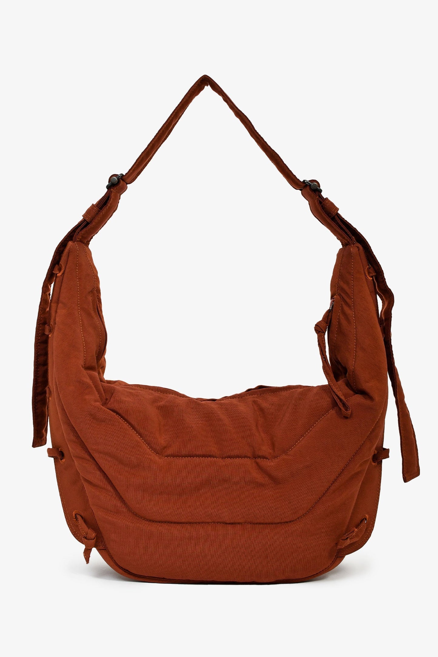 Lemaire Rust Brown Quilted Canvas Soft Game Medium Shoulder Bag