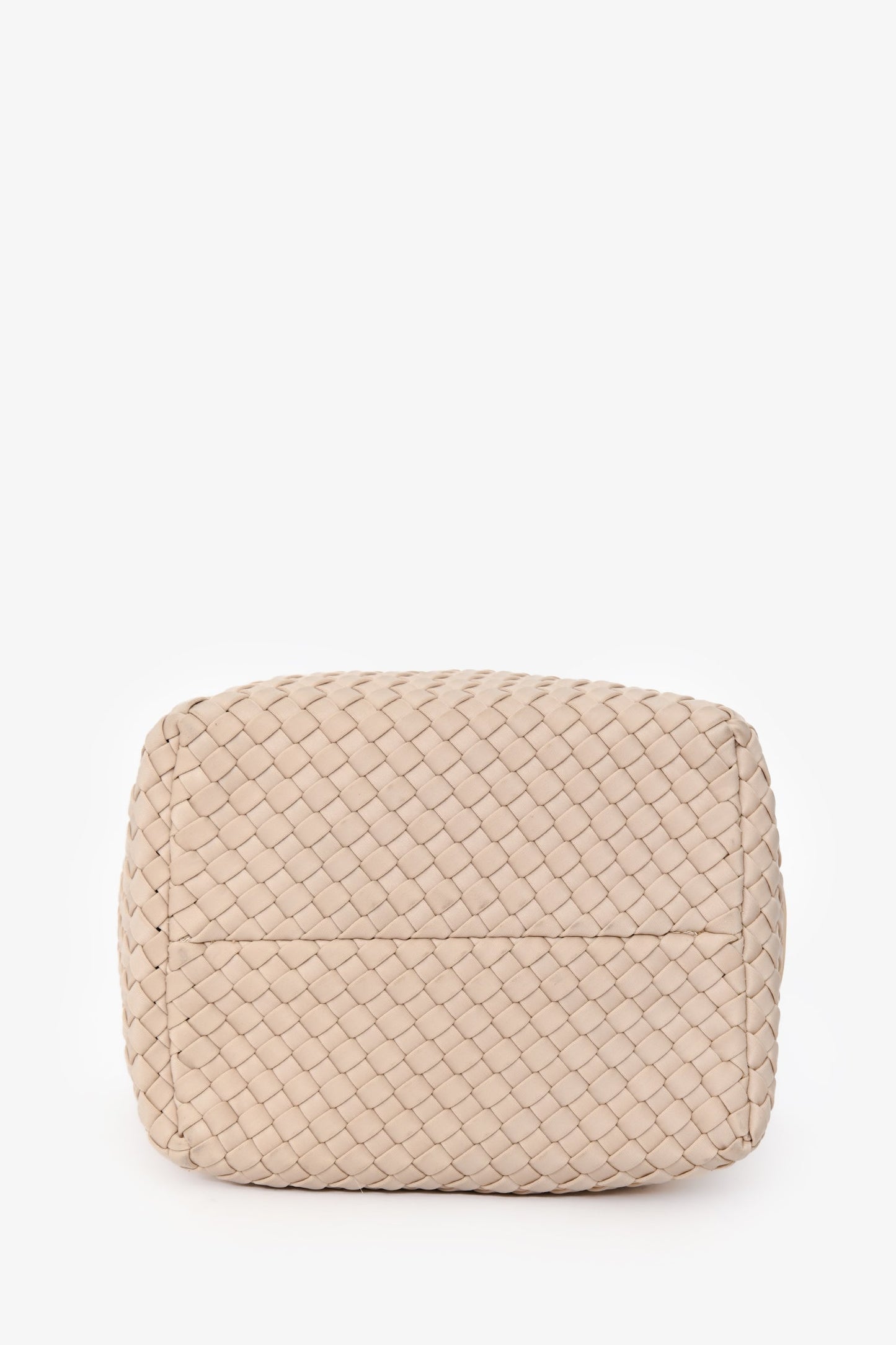 Naghedi Cream Woven Fabric Petite St. Barths Neoprene Tote Bag with Pouch