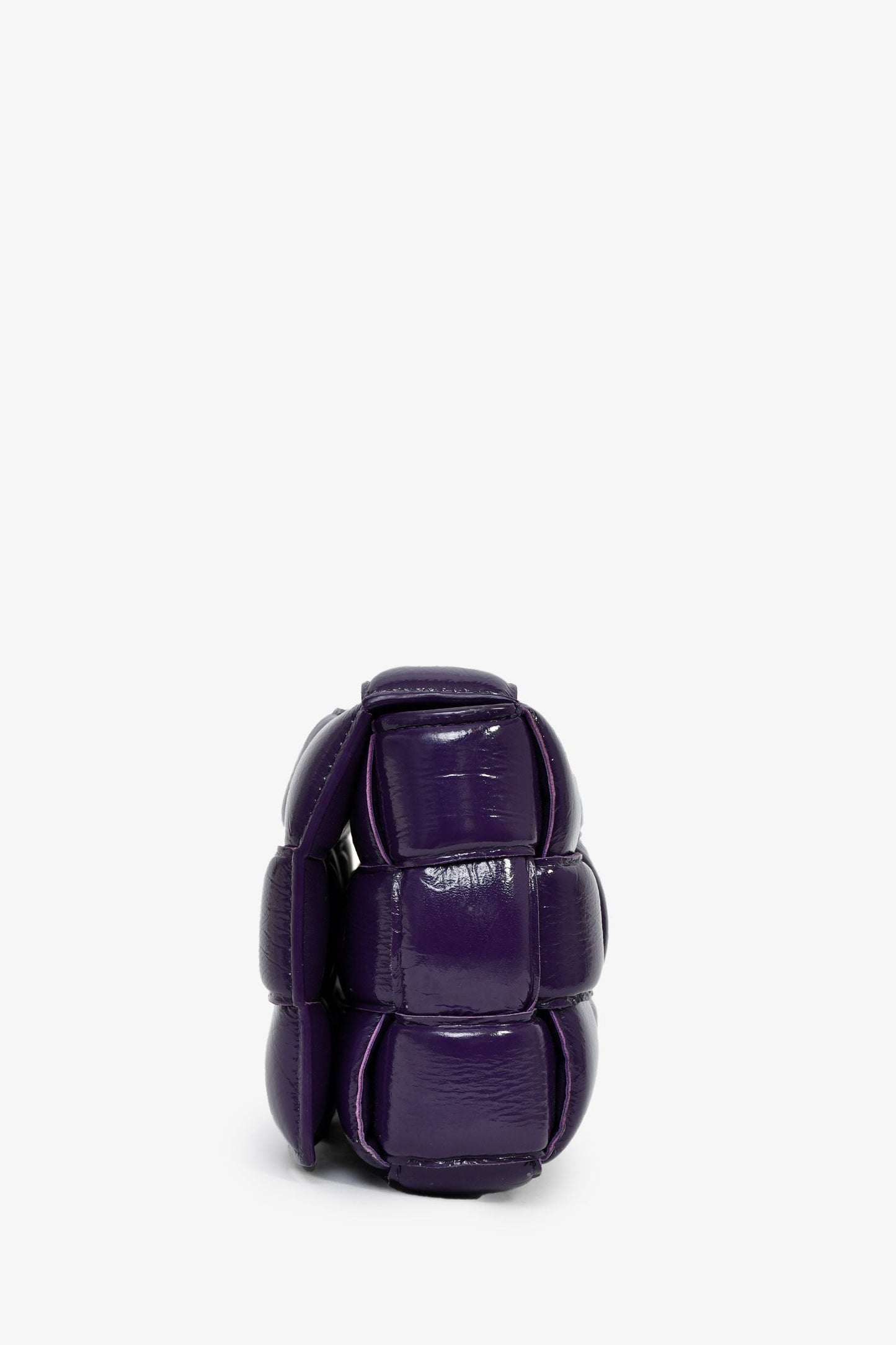 Bottega Veneta Dark Purple Shiny Leather Padded Cassette Crossbody Bag