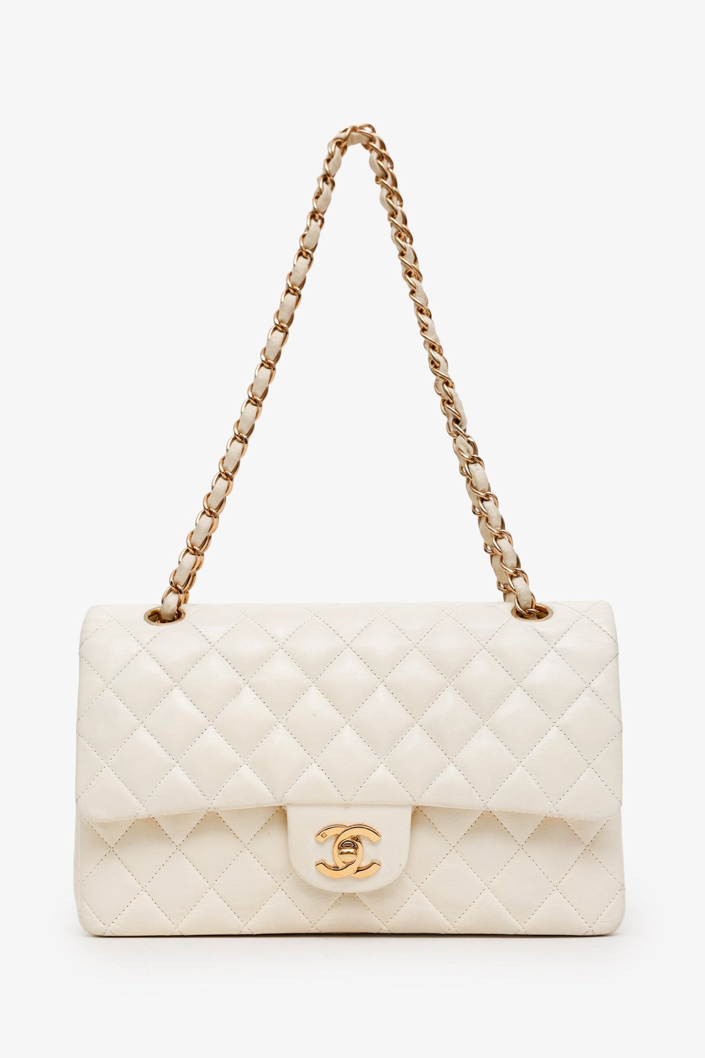 Chanel™ 2004-2005 White Lambskin Medium Classic Double Flap