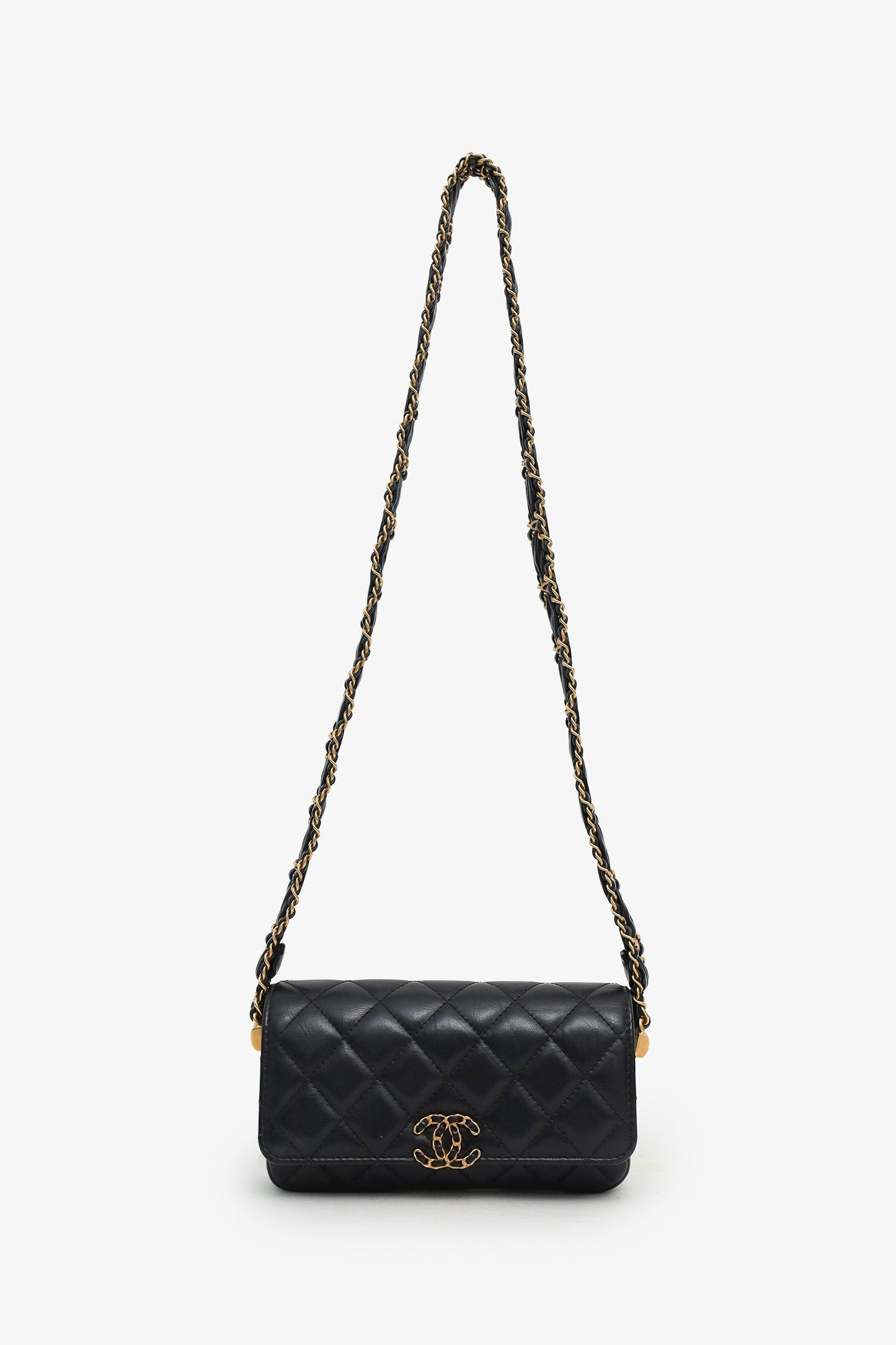 Chanel™ 23K Black Aged Calfskin 19 East West Bag