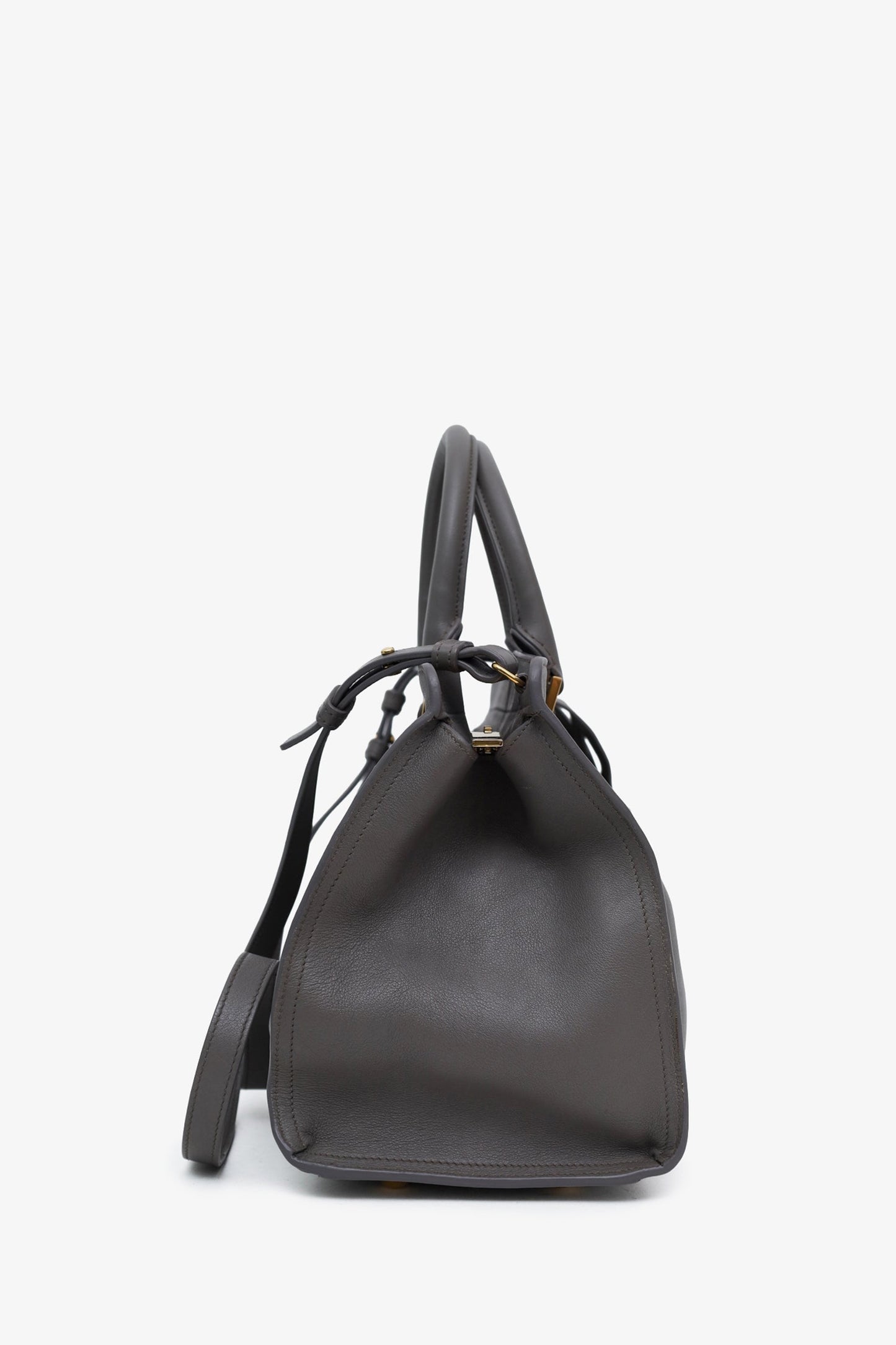 Saint Laurent Grey Leather Medium Cabas ChYc Bag With Strap