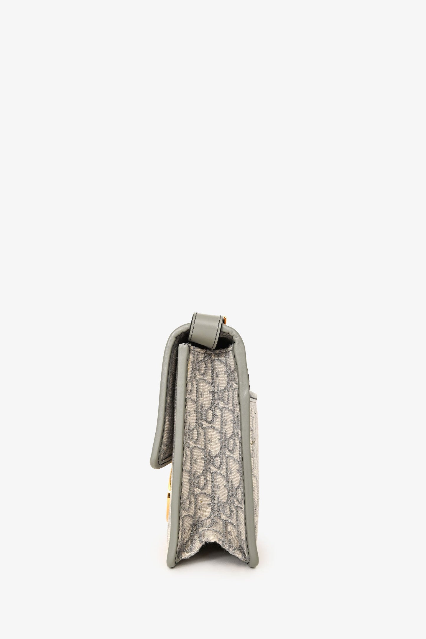 Christian Dior 2022 Grey Leather Oblique '30 Montaigne' Shoulder Bag