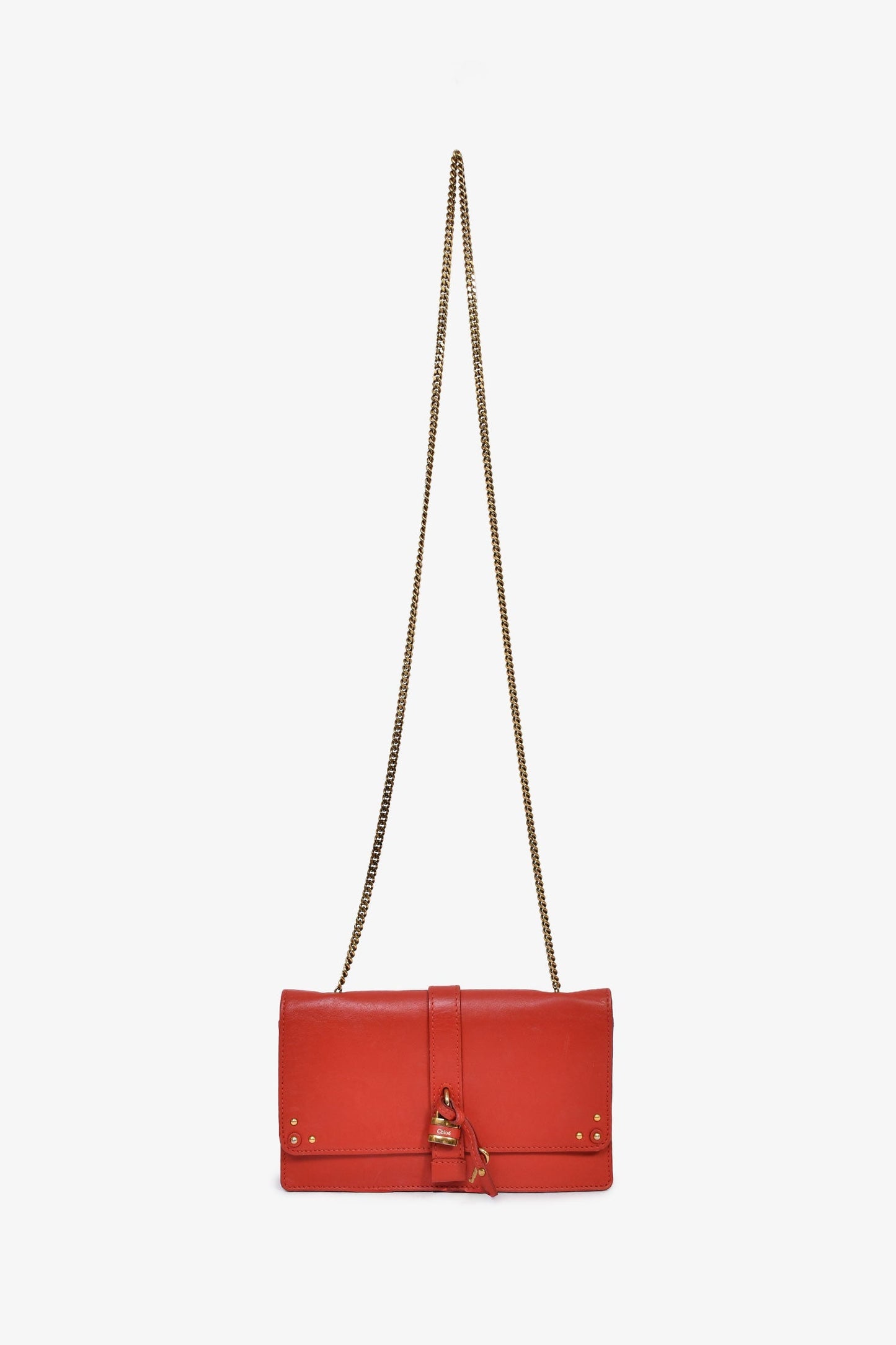 Chloe Red Leather 'Aby' Wallet on Chain