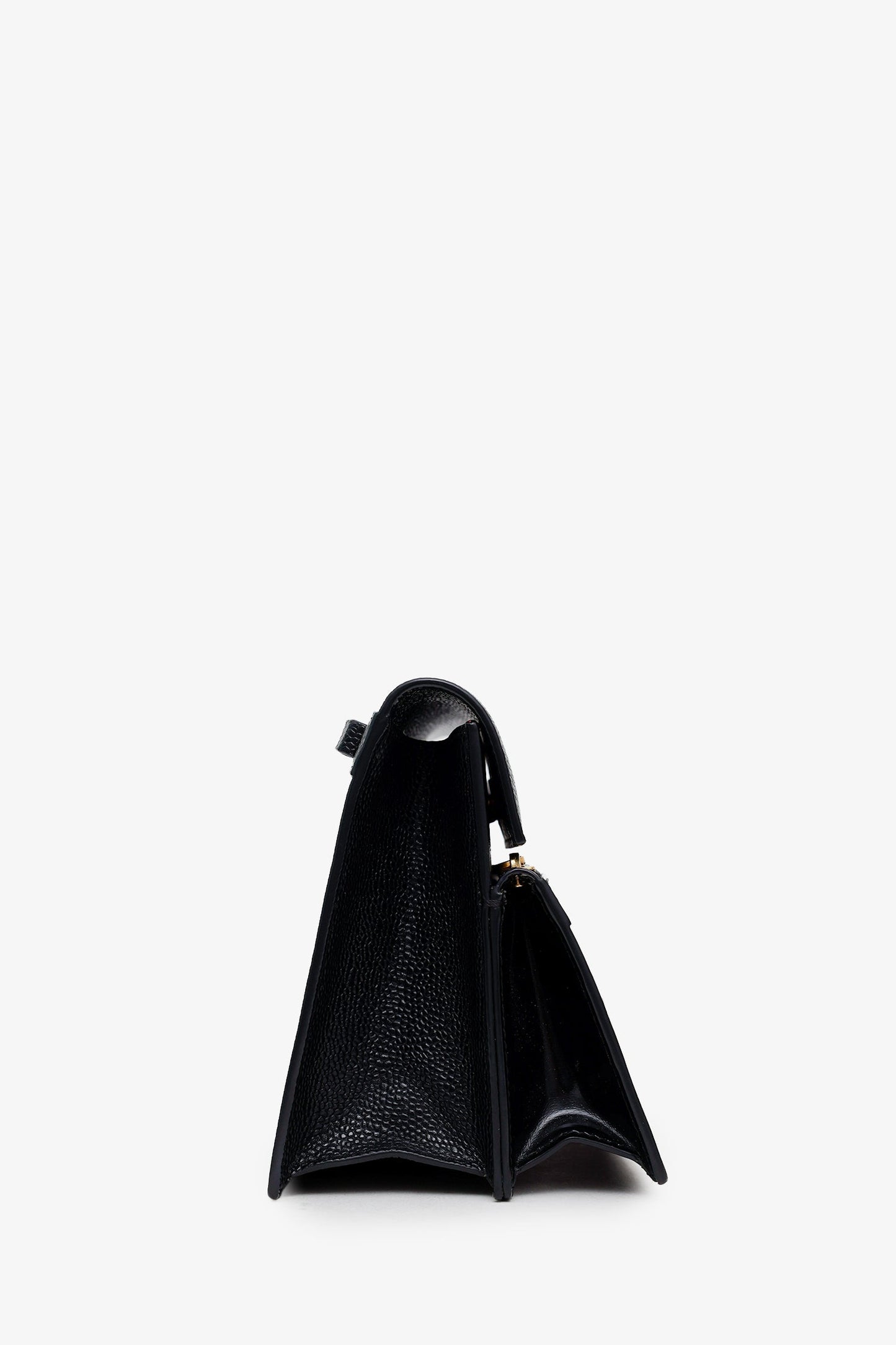 Thom Browne Black Grained Leather Lady Folio Crossbody Bag