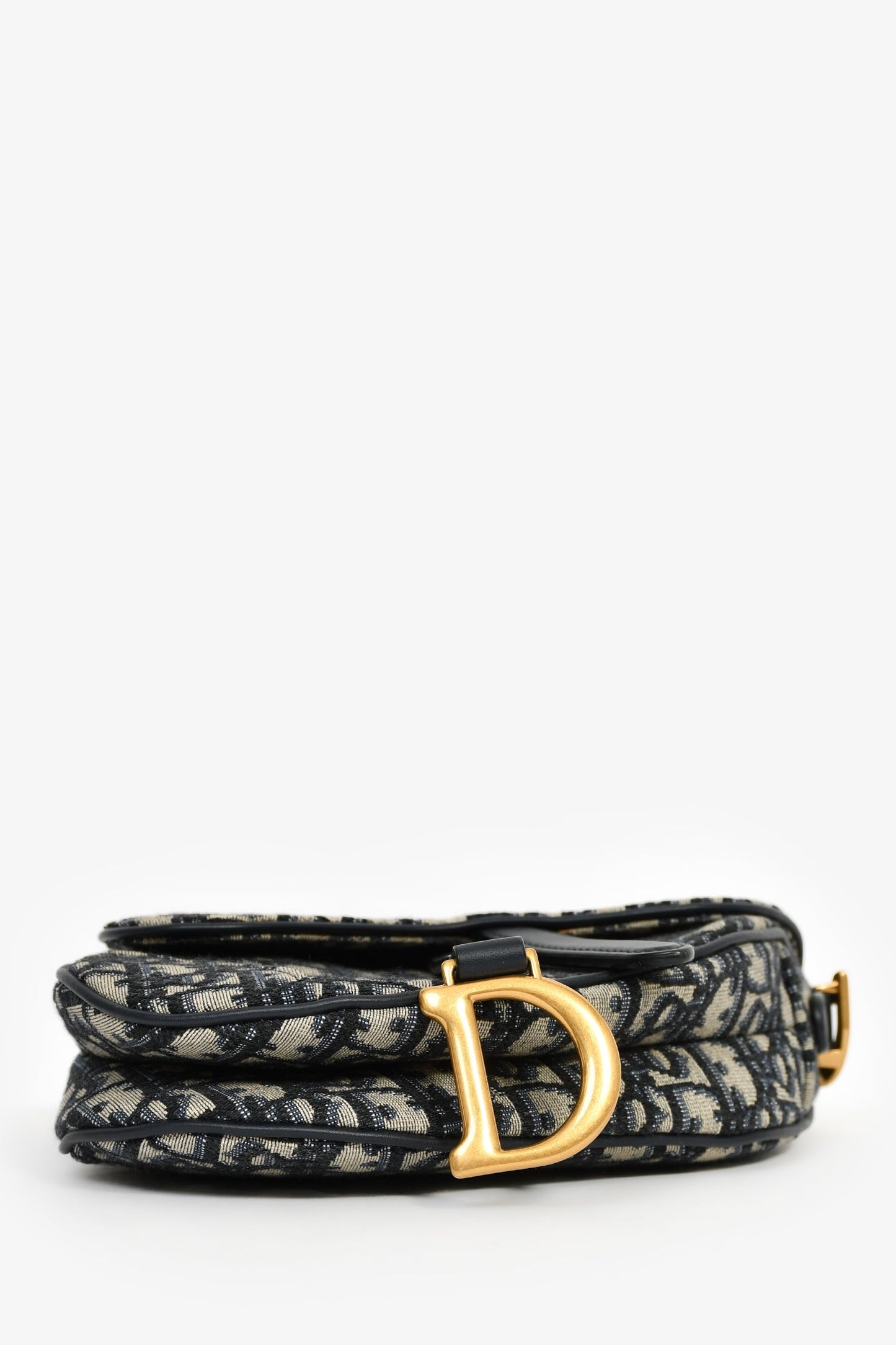 Christian Dior 2020 Blue Oblique Jacquard Mini Saddle Bag with Strap