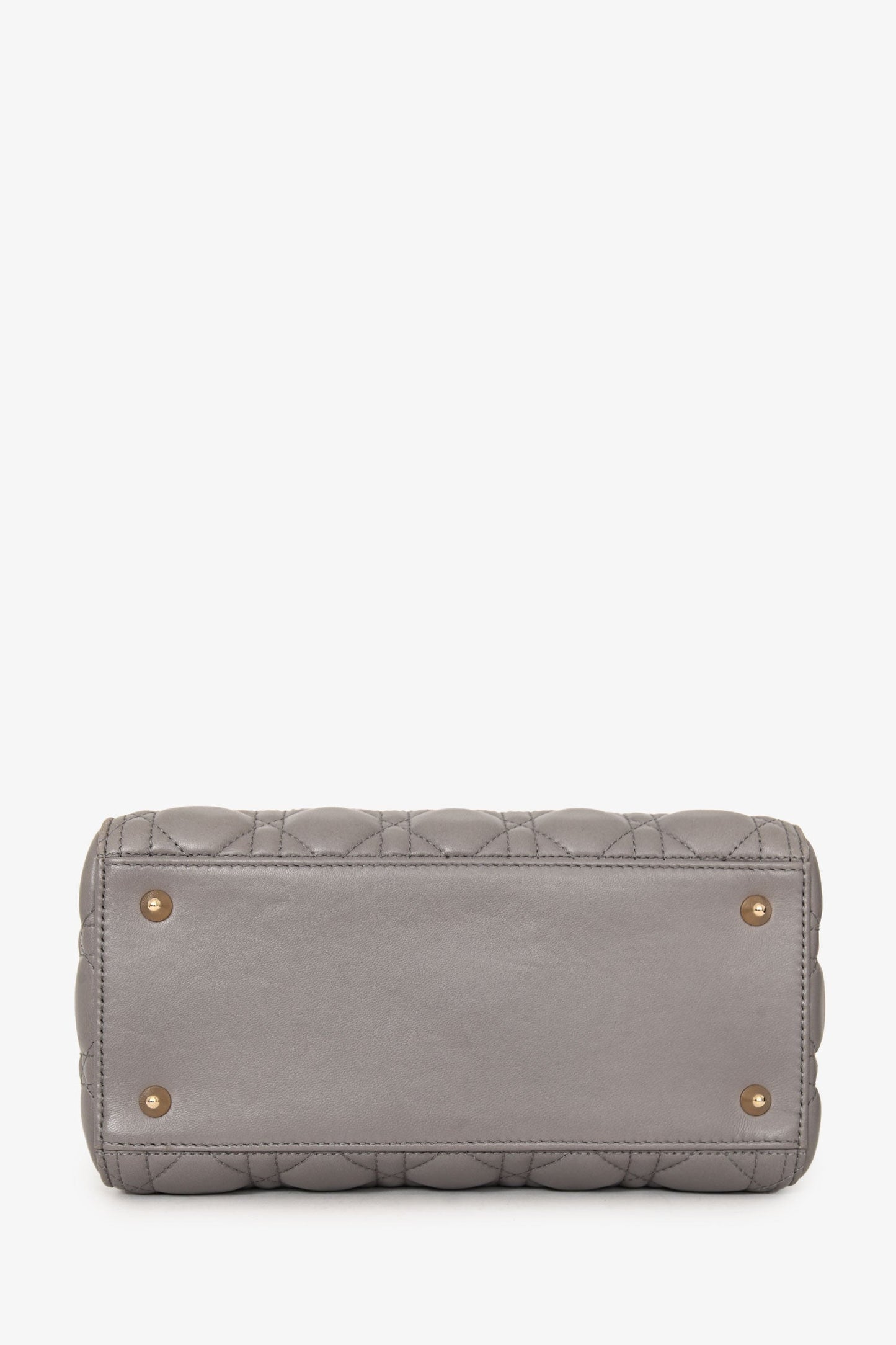 Christian Dior 2017 Grey Nappa Leather Medium Lady Dior With Strap