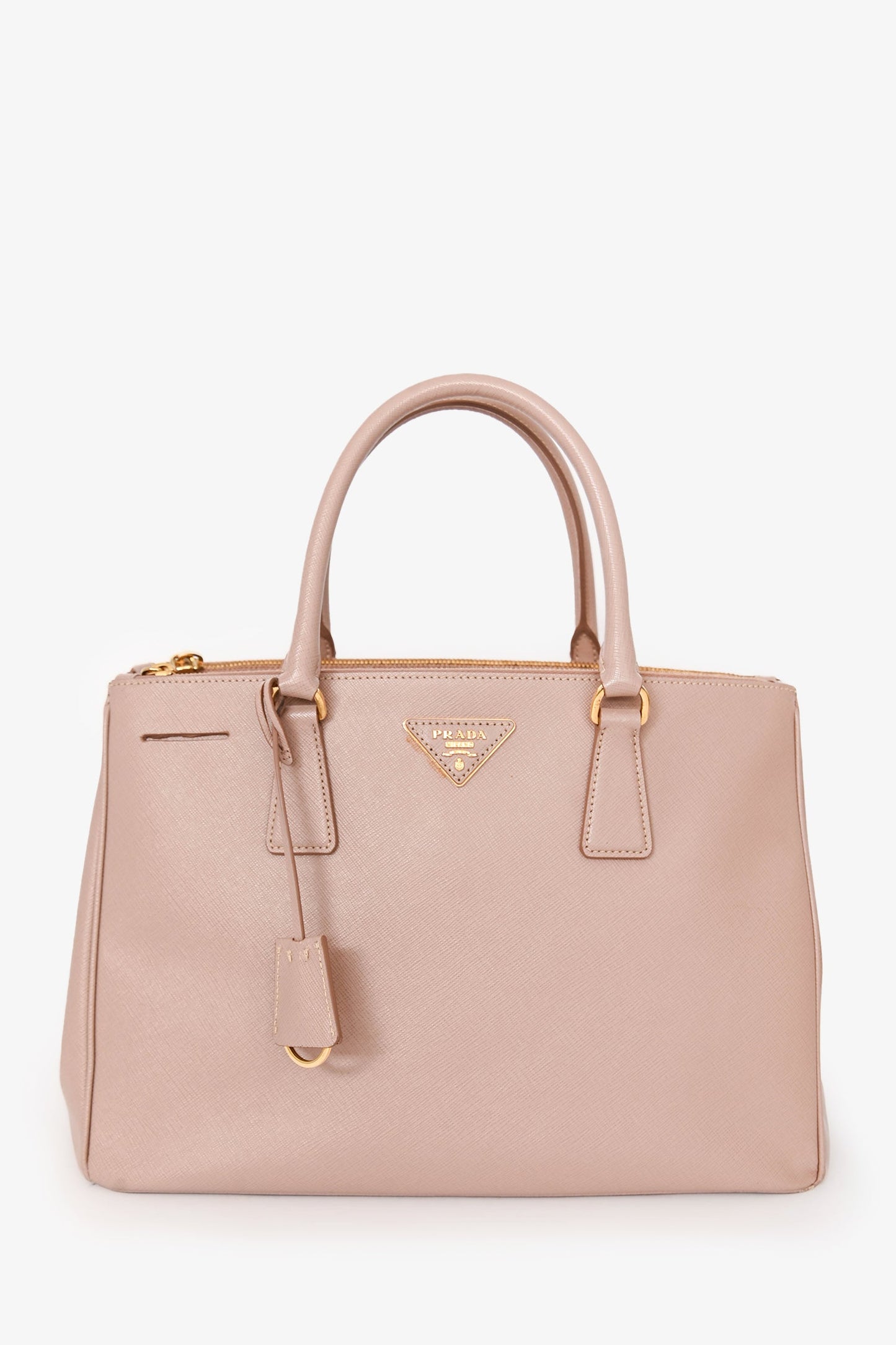 Prada 2013 Blush Saffiano Double Zip Medium Galleria Tote with Strap