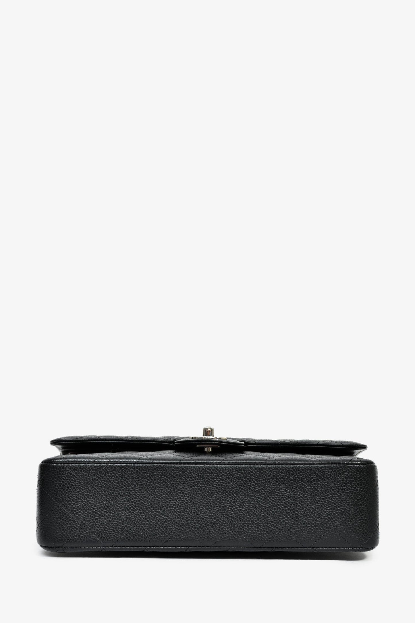 Chanel™ 2021+ Black Caviar Leather CC Classic Medium Double Flap SHW