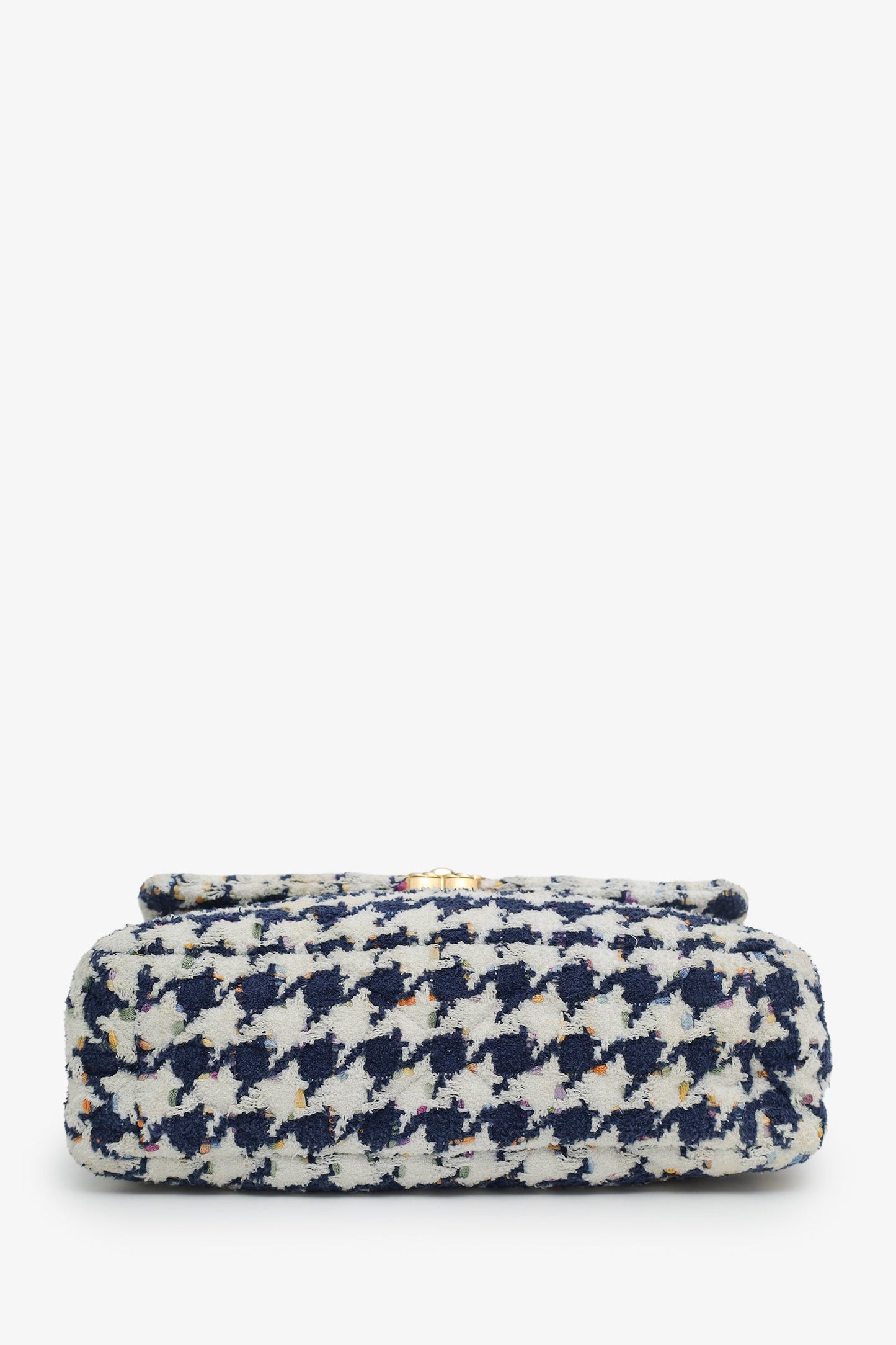 Chanel™ Blue Houndstooth Tweed Medium 19 Flap Bag