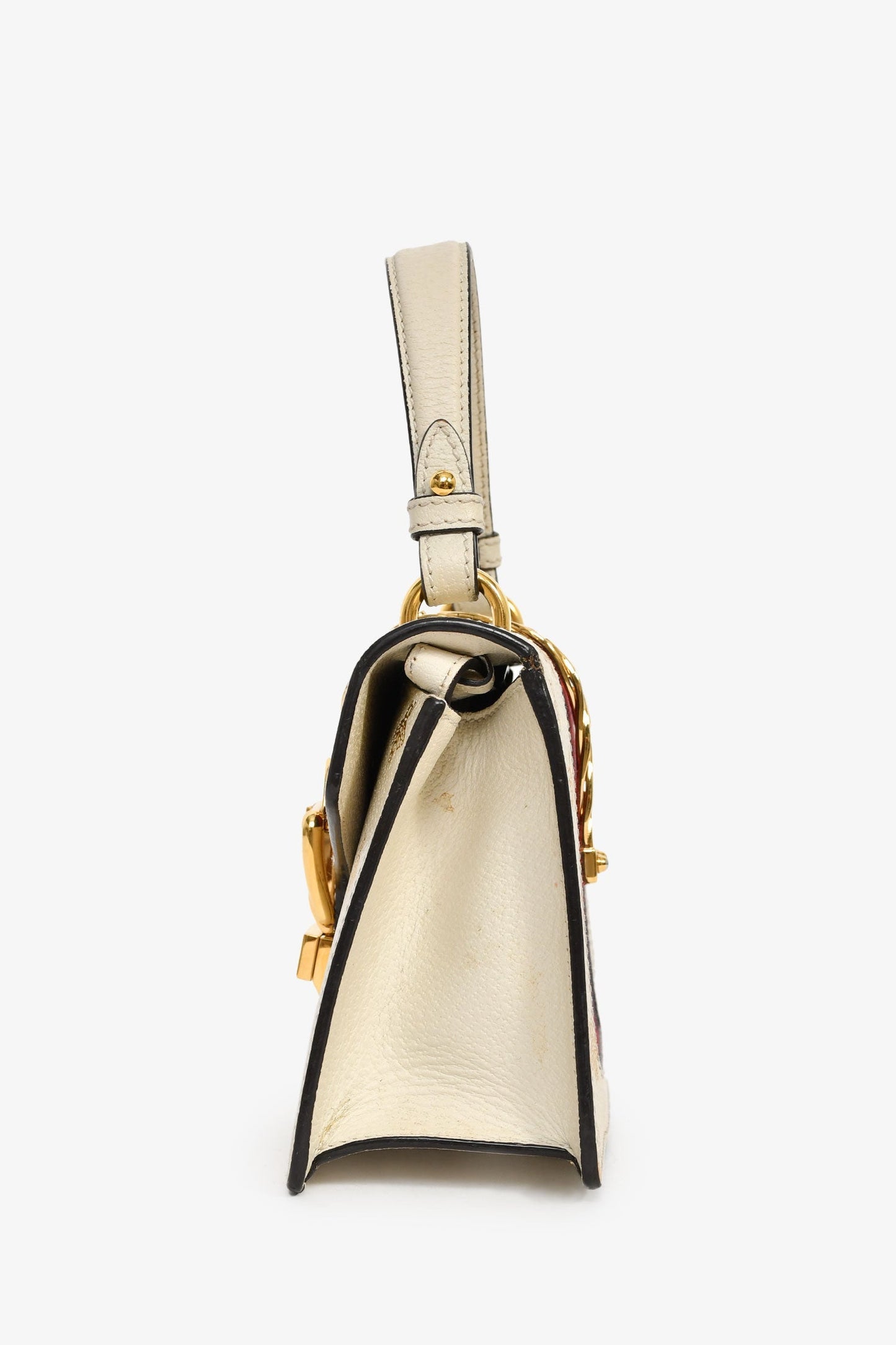 Gucci Cream/Gold Bee Star Print Sylvie Web Bag