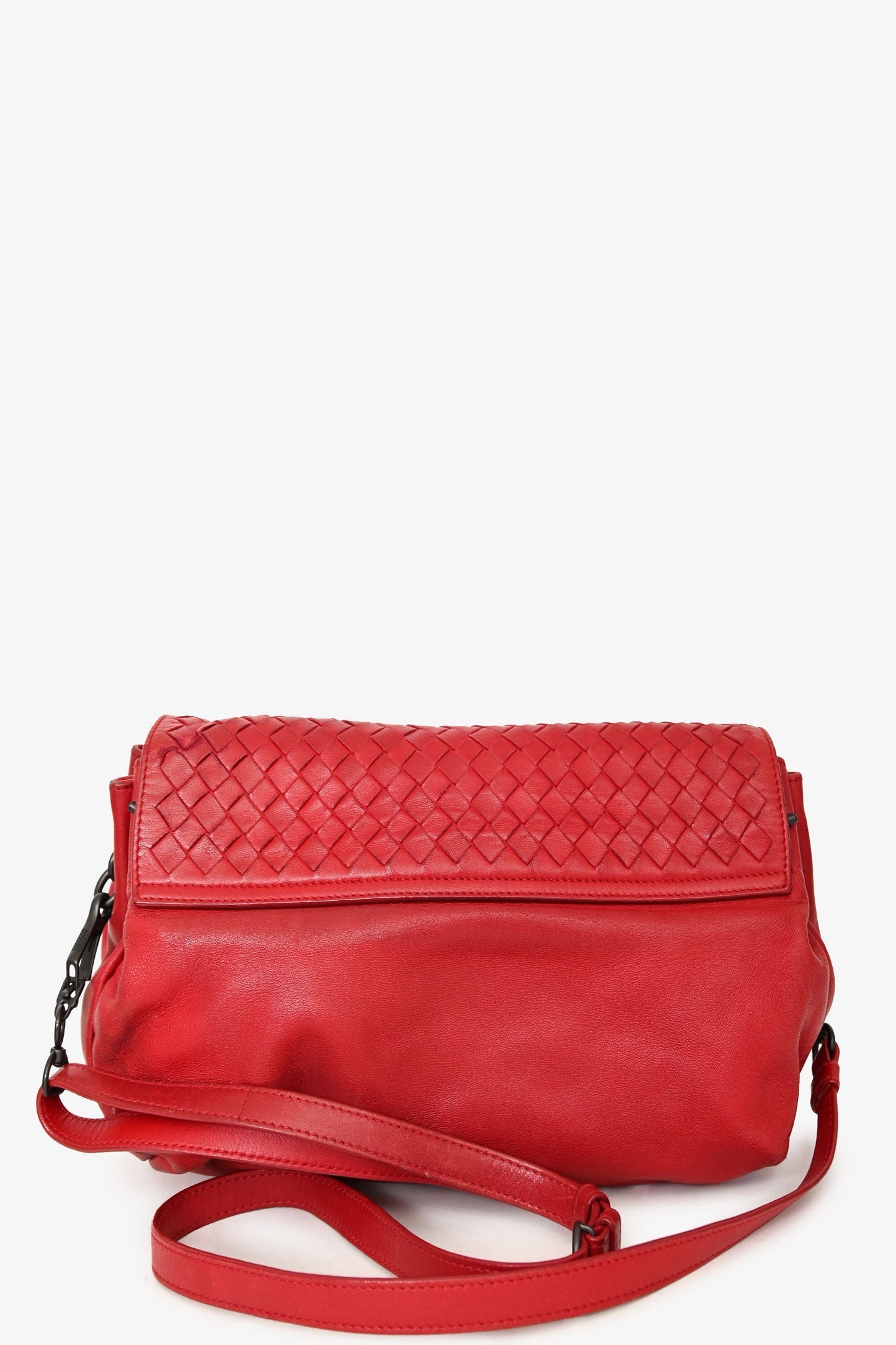Bottega Veneta Red Intrecciato Flap Crossbody