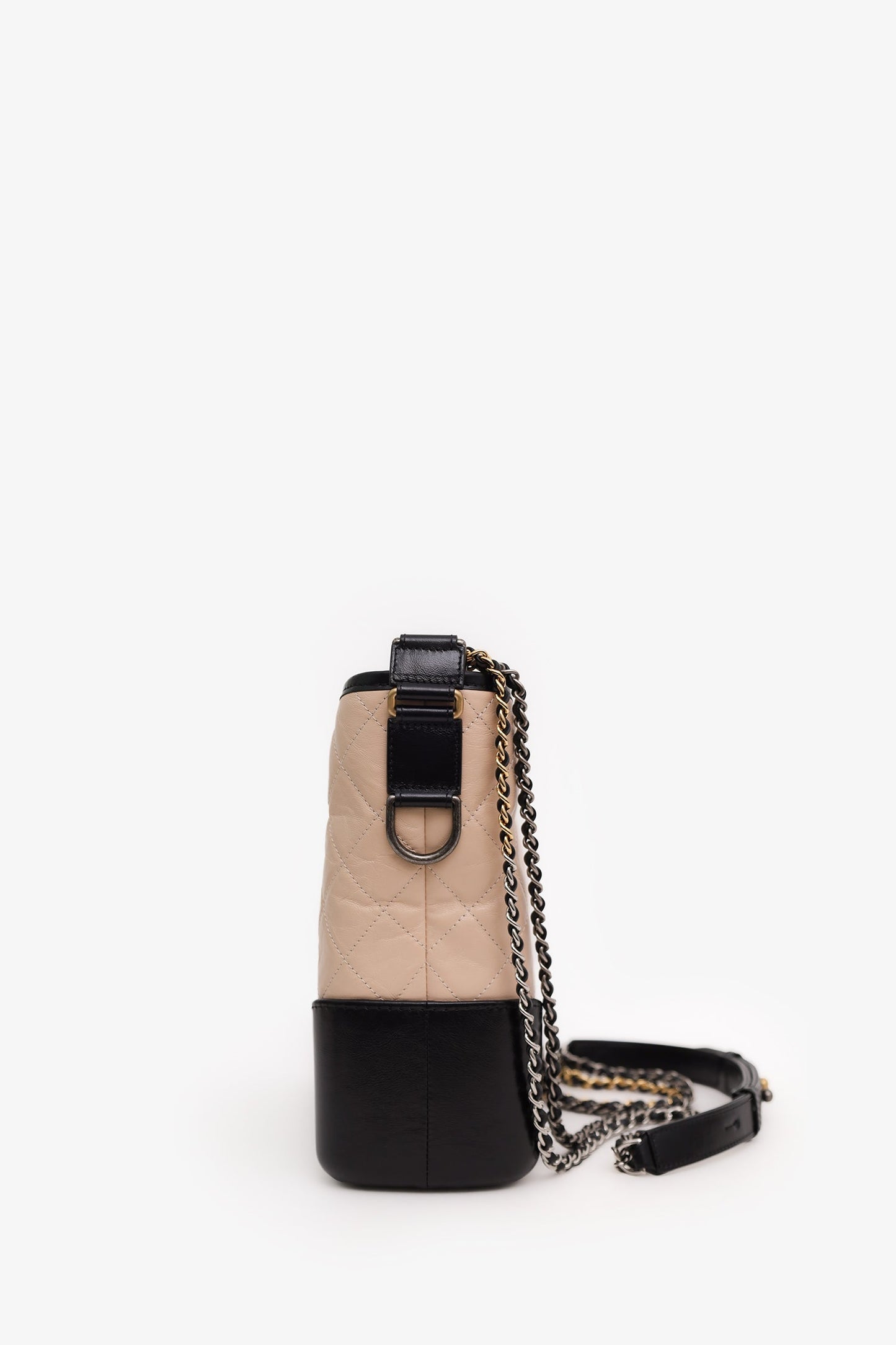 Chanel™ 2019-2020 Nude/Black Quilted Calfskin Medium 'Gabrielle' Crossbody Bag