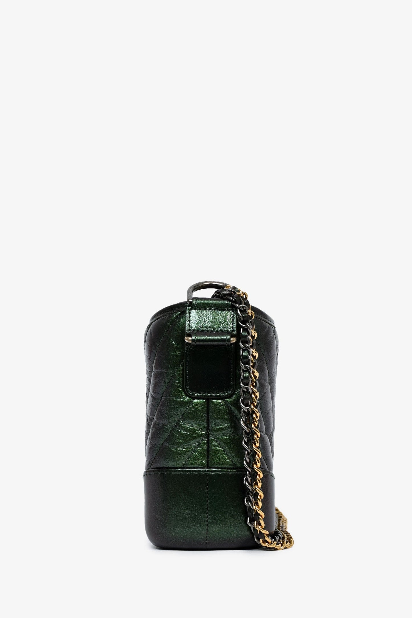Chanel™ 2019 Limited Edition Metallic Green Aged Leather Chevron Small Gabrielle Crossbody