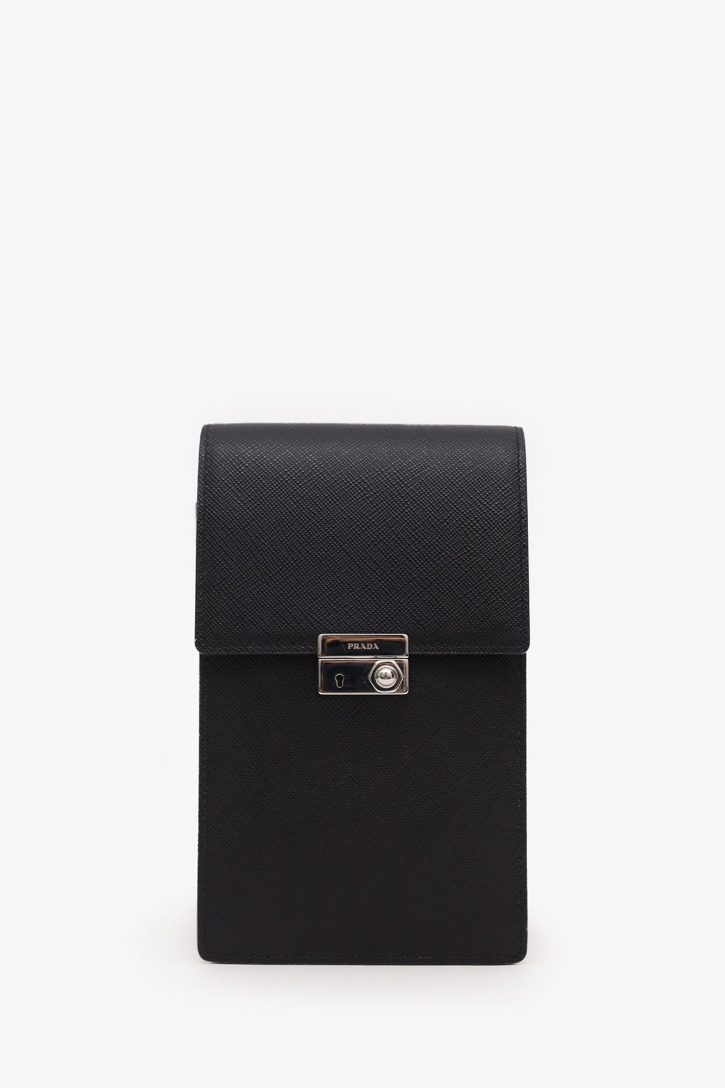 Prada Black Saffiano Leather Smartphone Pouch