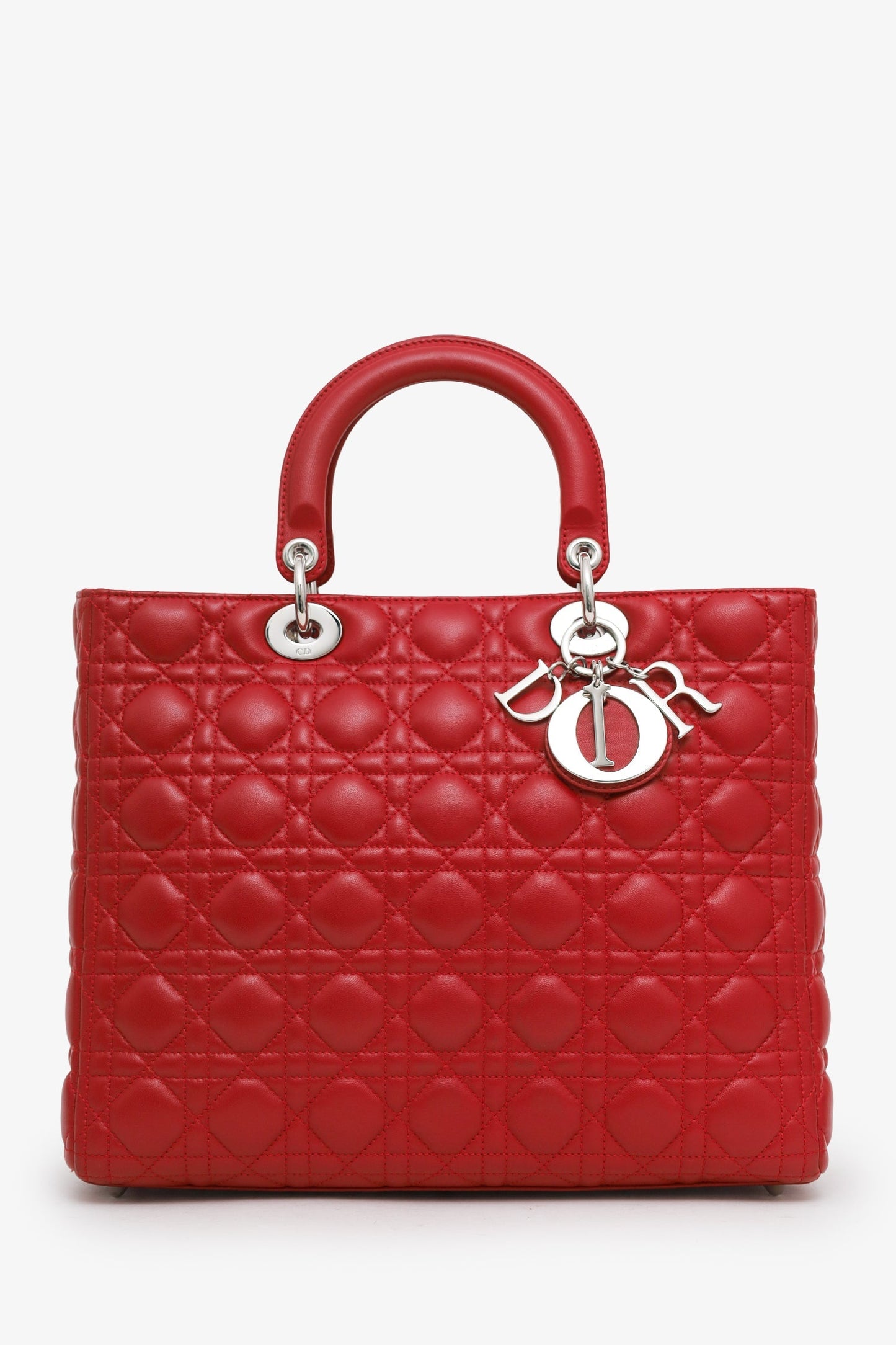 Christian Dior 2012 Red Cannage Lambskin Large Lady Dior with Strap