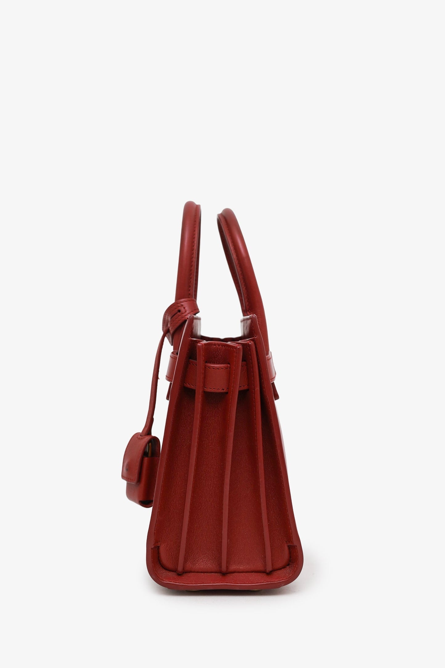 Saint Laurent Burgundy Leather Sac De Jour Nano Tote Bag With Strap