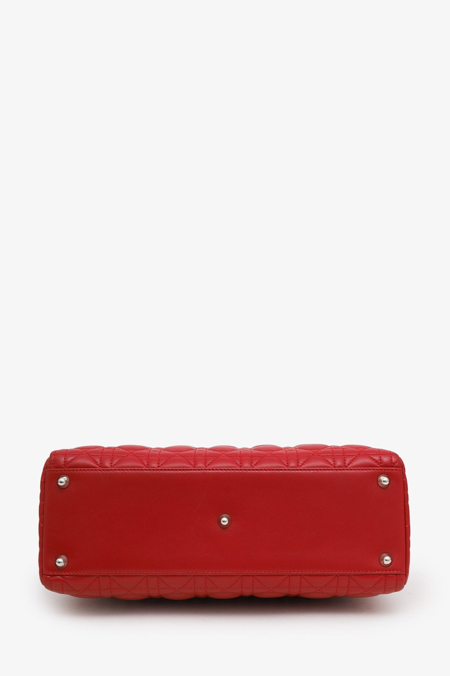 Christian Dior 2012 Red Cannage Lambskin Large Lady Dior with Strap