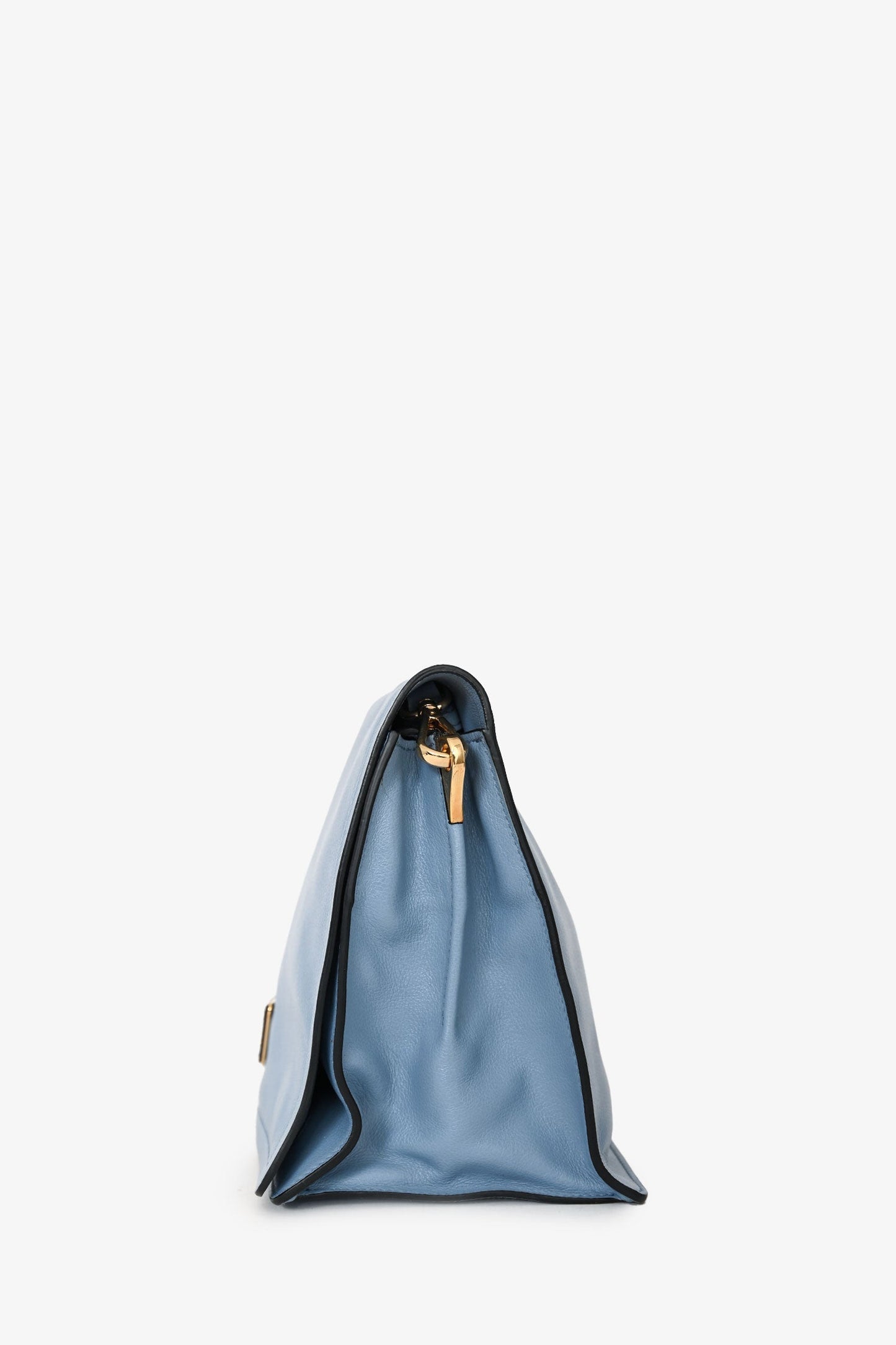 Prada 2019 Blue Glace Calf Flap Messenger Shoulder Bag