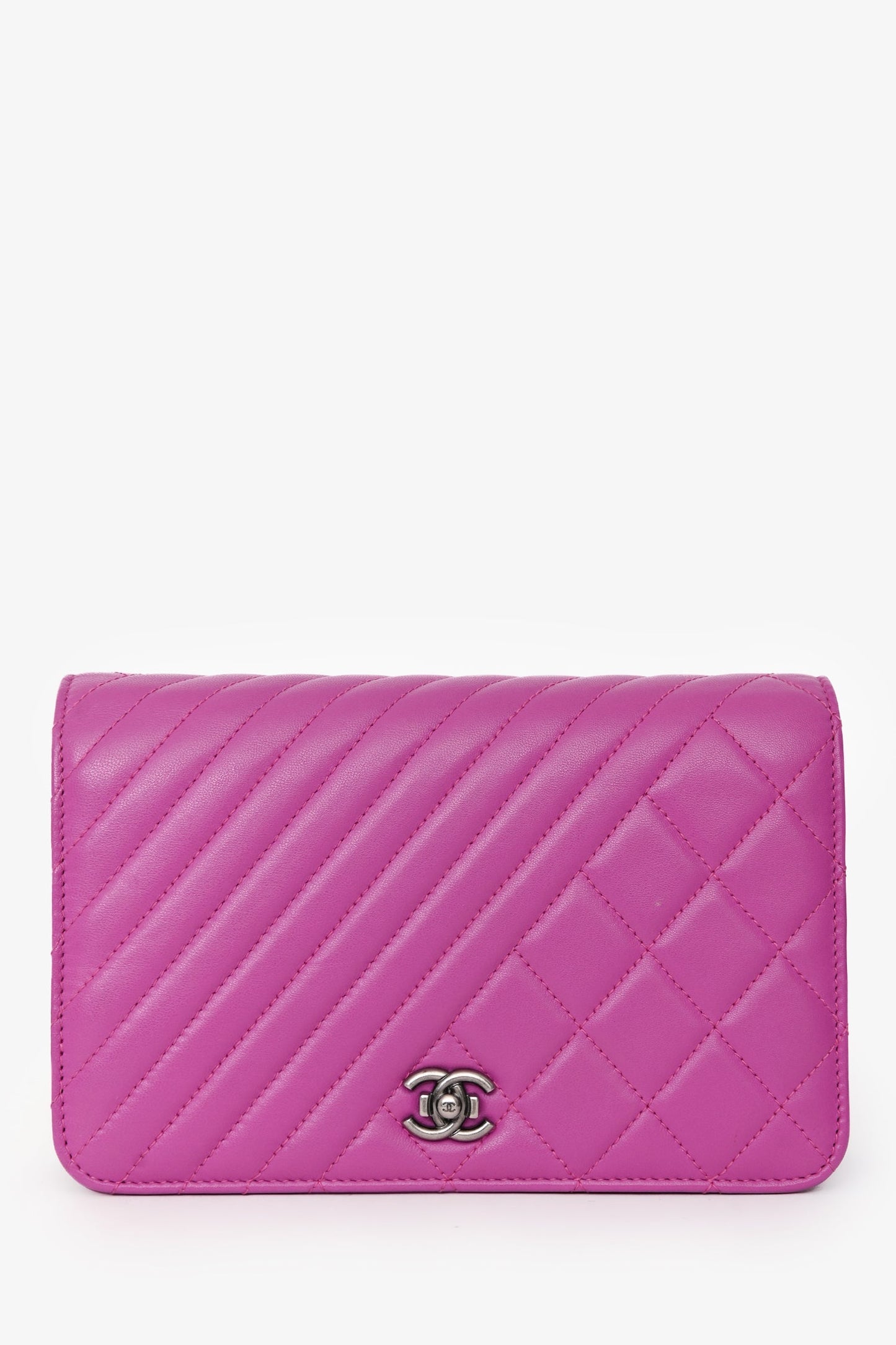 Chanel™ 2014-2015 Purple Quilted Lambskin Coco Boy Wallet on Chain