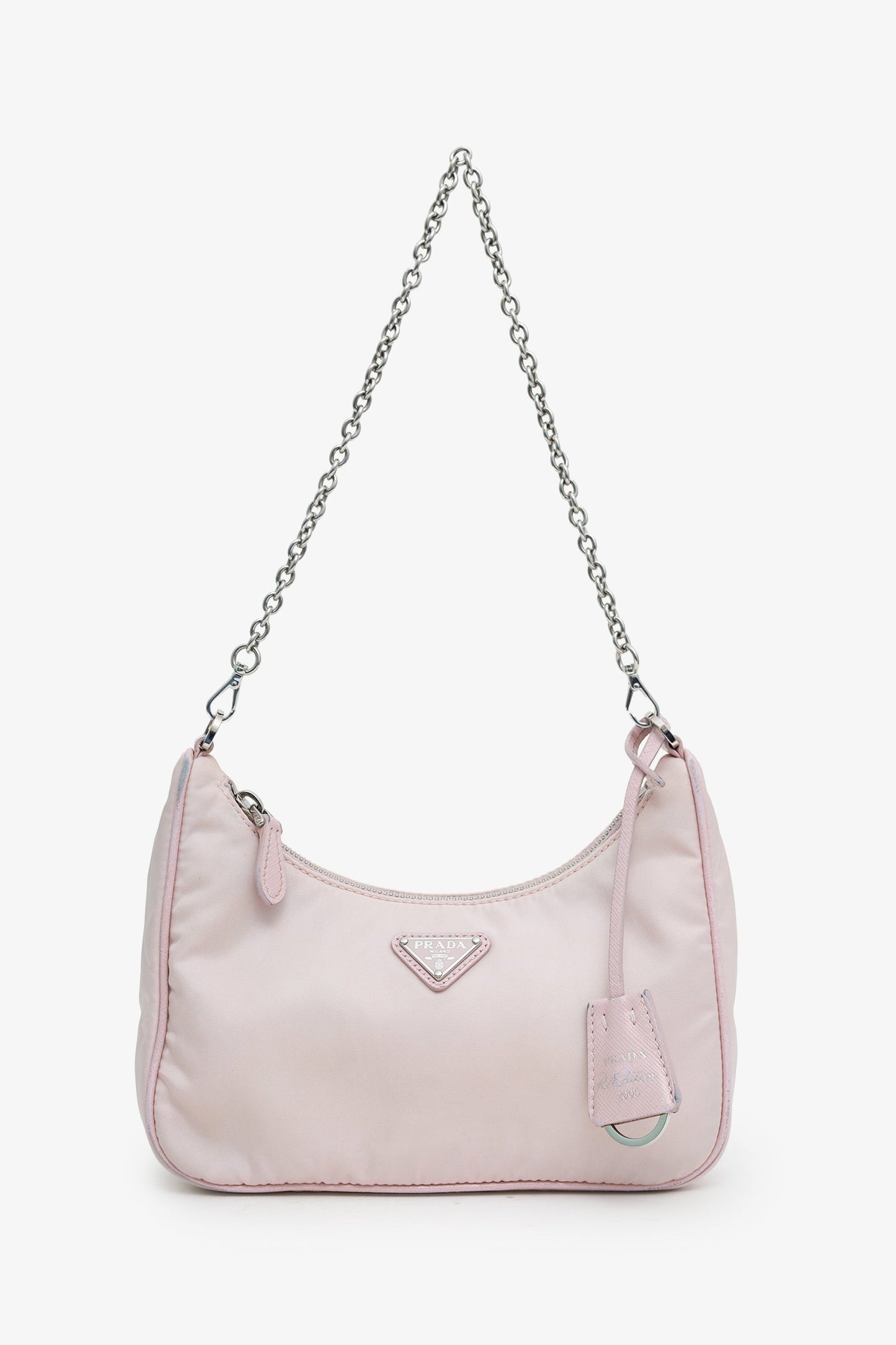 Prada Pink Re-Nylon Re-Edition Crossbody Bag with Chain & Pouch