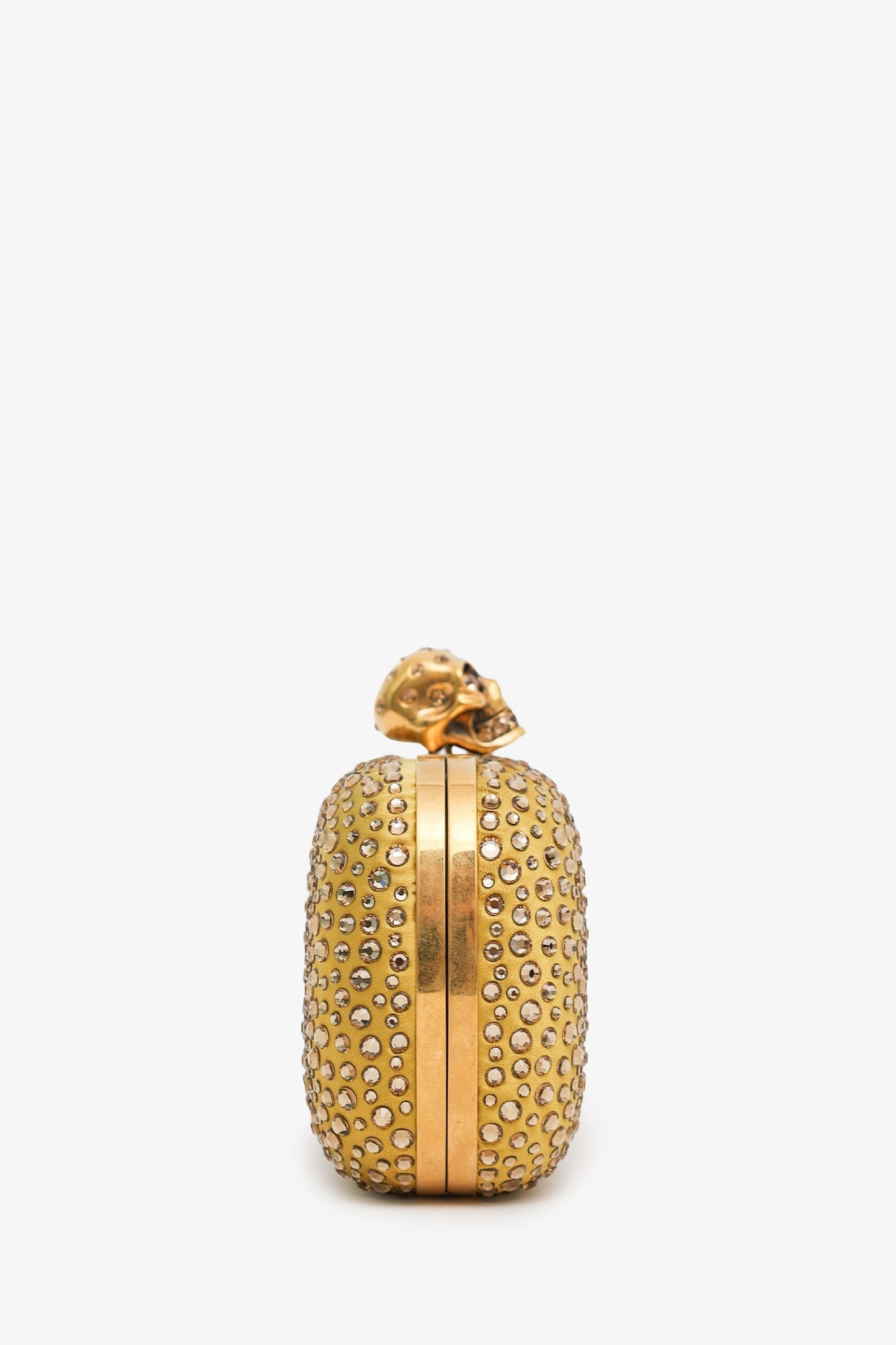Alexander McQueen Gold Rhinestone Skull Clutch