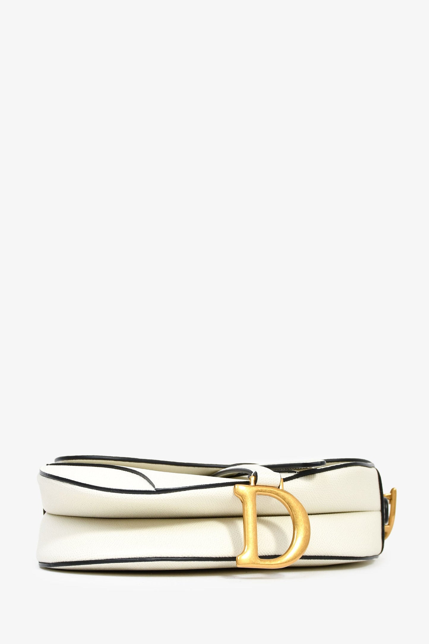 Christian Dior 2020 White Grained Calfskin Leather 'Saddle' Medium Bag