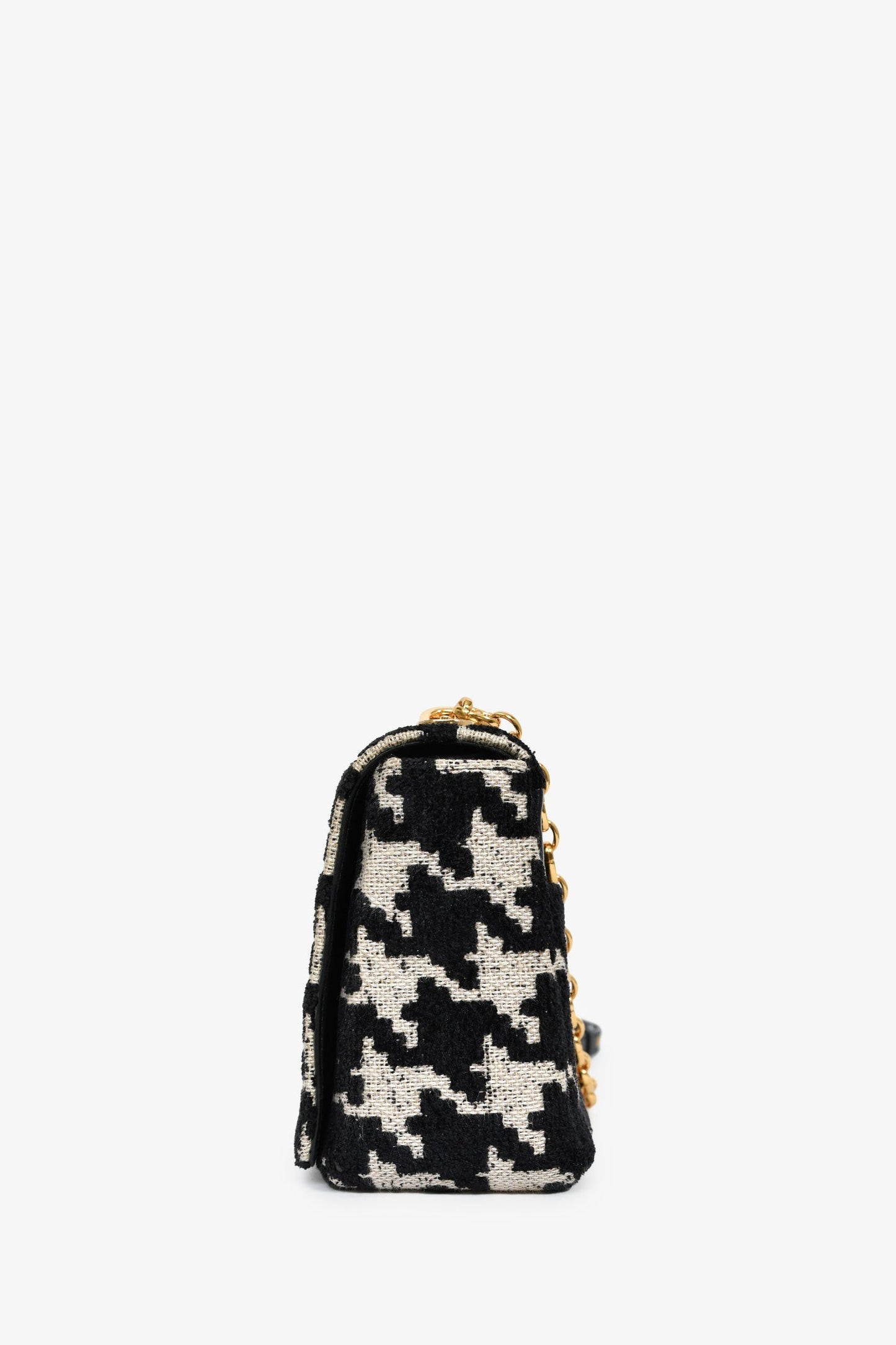 Christian Dior 2021 Black/White Herringbone 'Caro' Shoulder Bag
