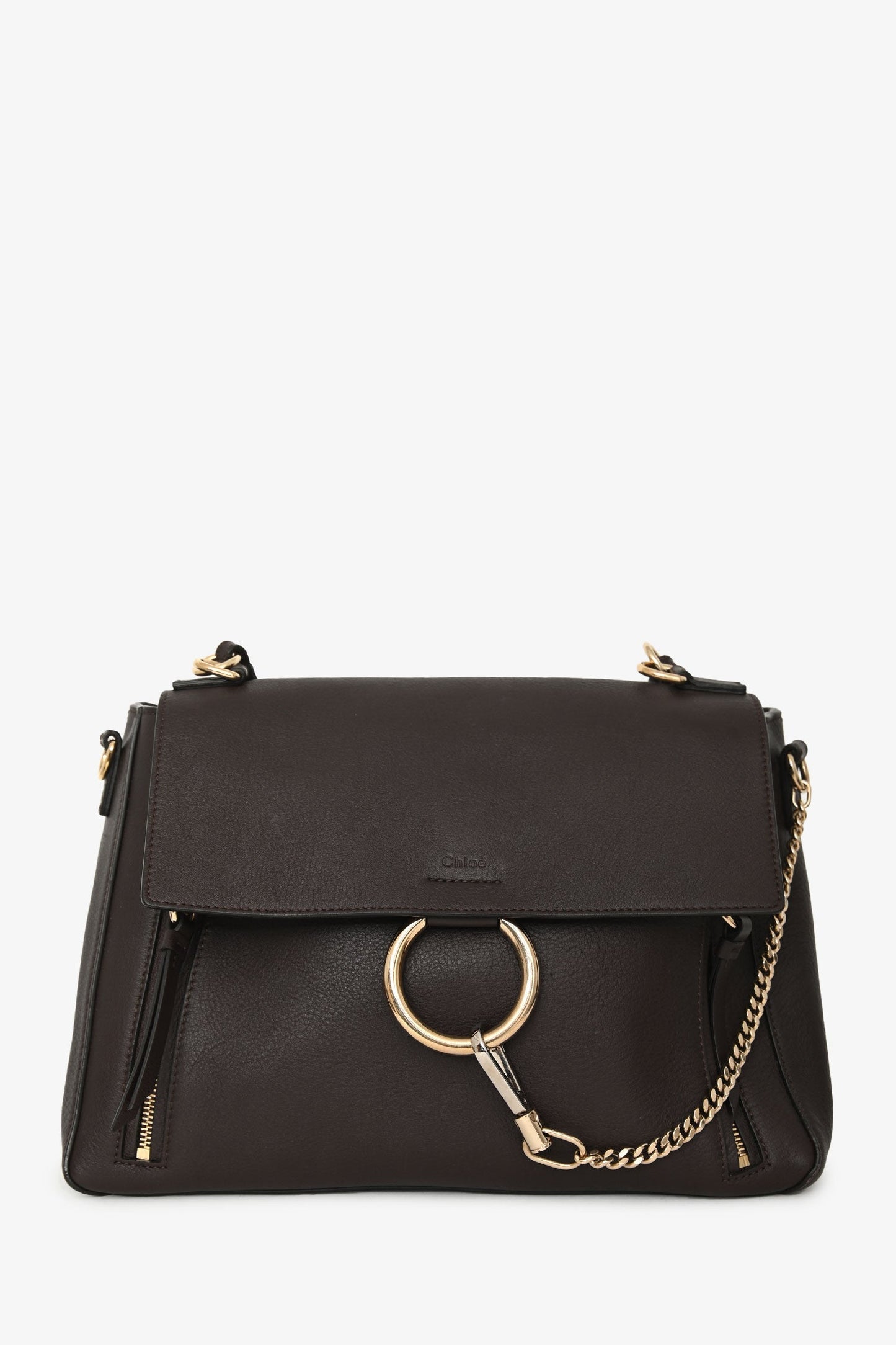 Chloe Brown Leather Faye Shoulder Bag with Strap
