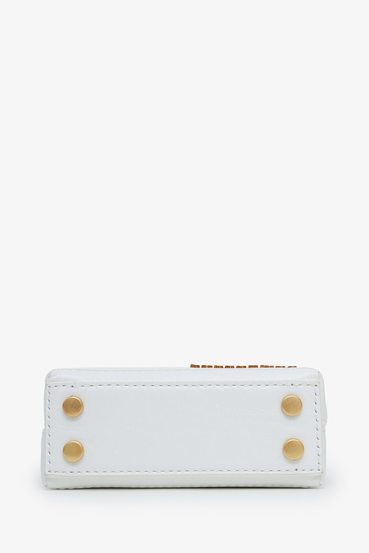 Jacquemus White Leather Braided Top Handle Micro Bag