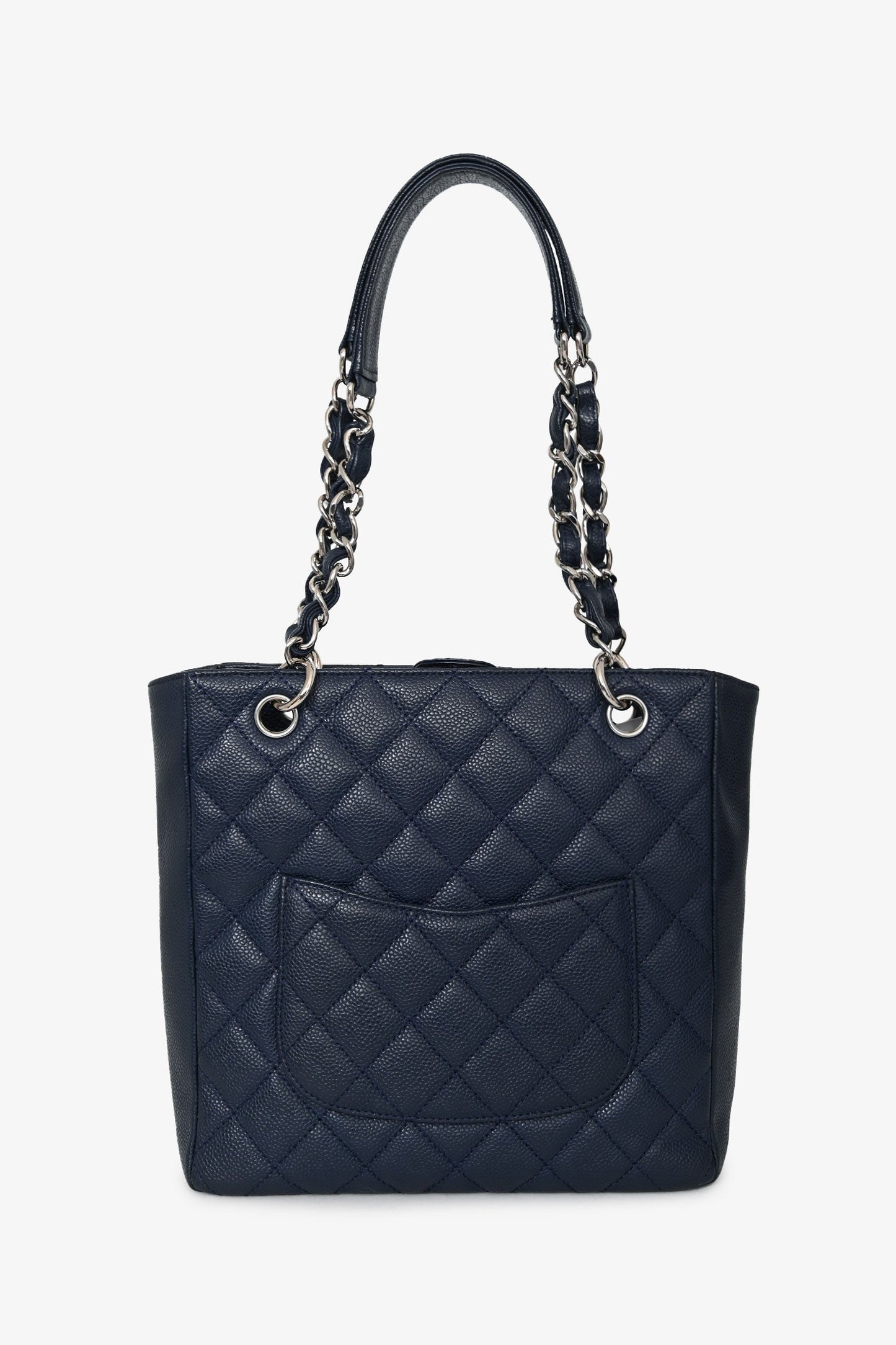 Chanel™ 2009 10 Navy Caviar Petite Shopping Tote SHW