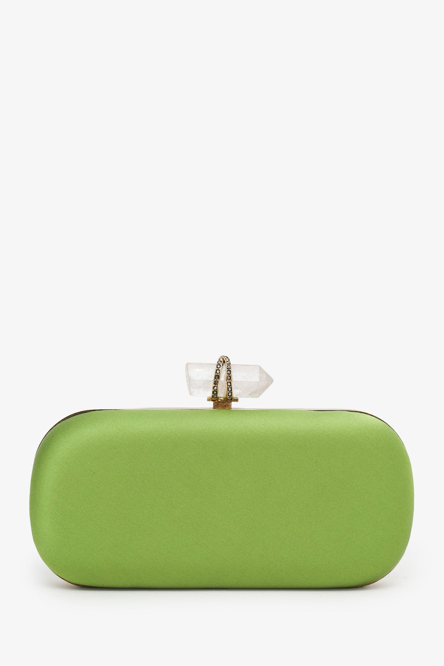 Marchesa Green Satin Lily Clutch