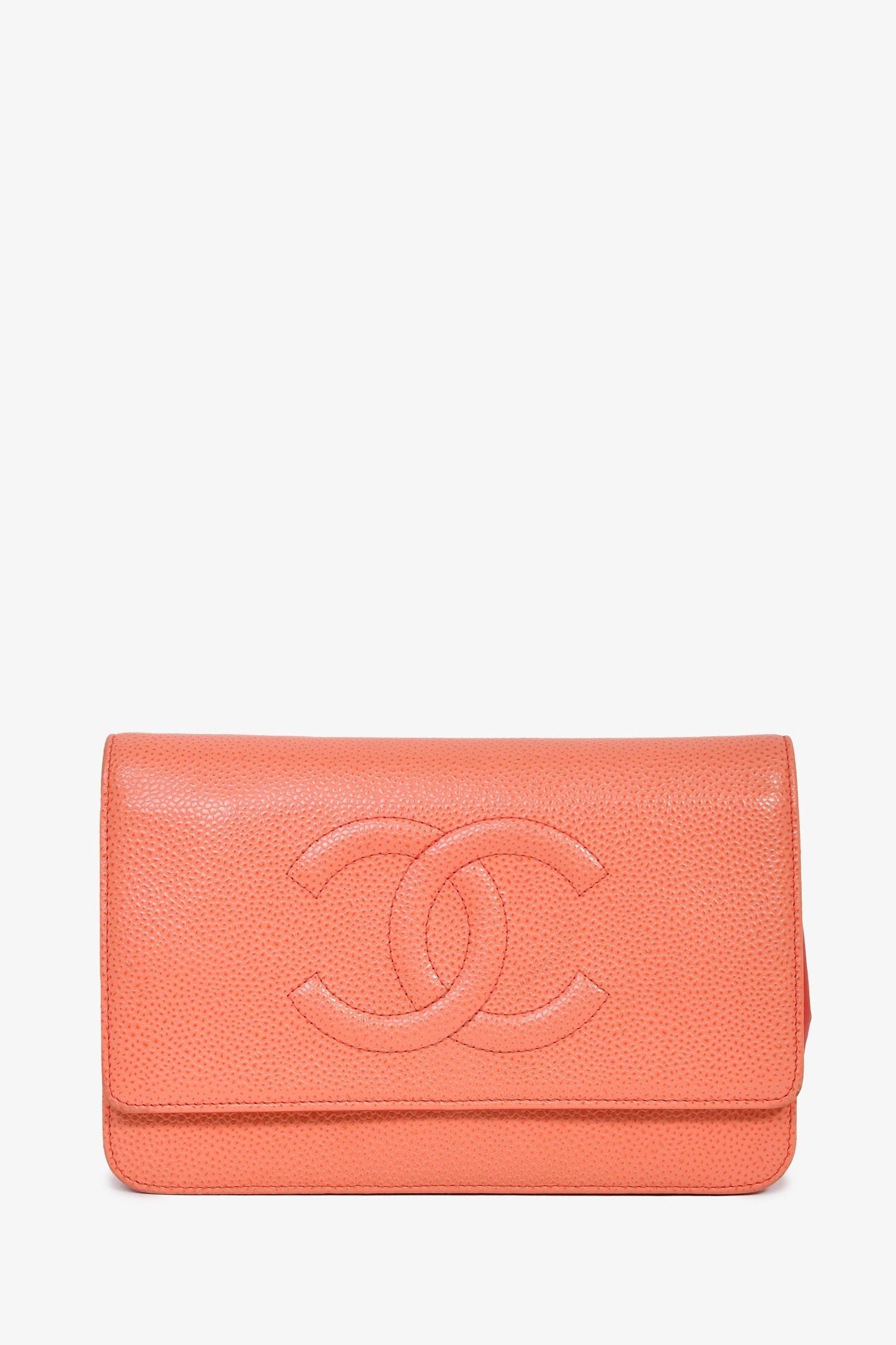Chanel™ 2012-13 Coral Caviar Timeless Wallet On Chain